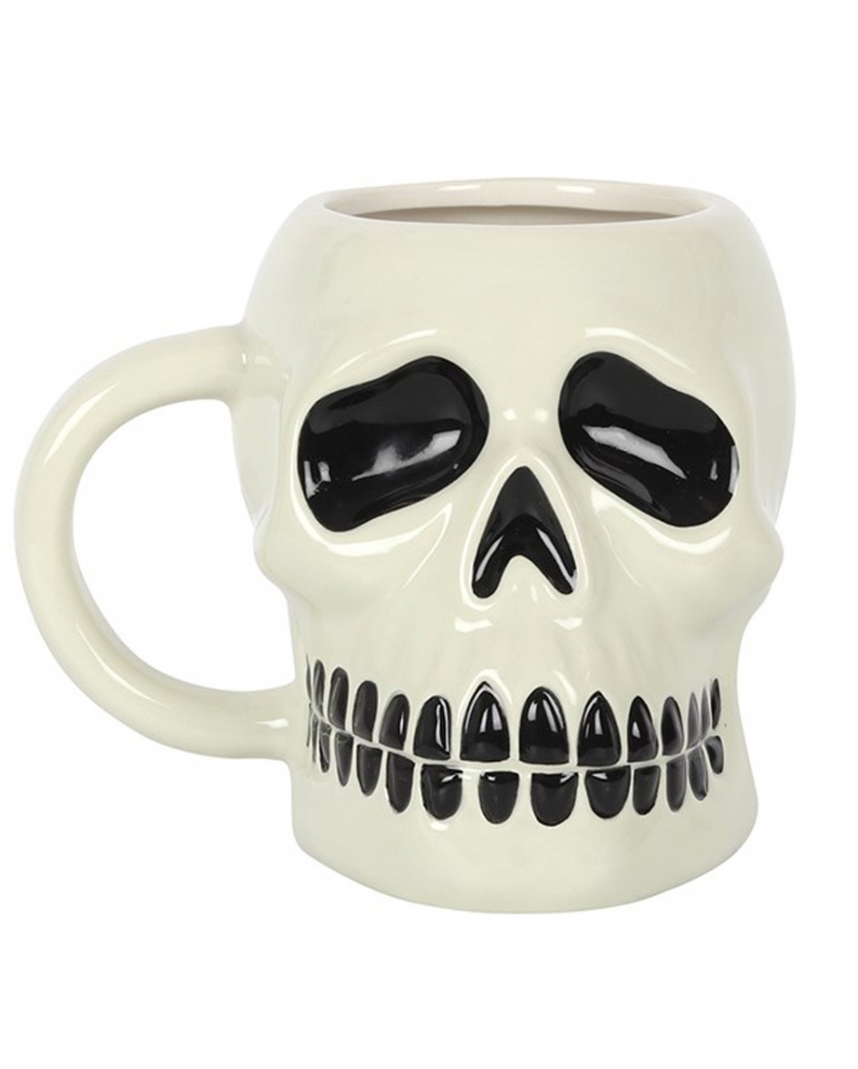 Totenschädel Keramik Becher mit Henkel