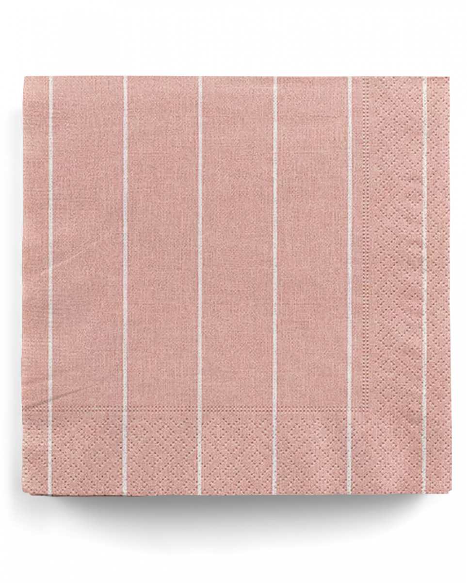 20 Rosé Servietten mit Nadelstreifen