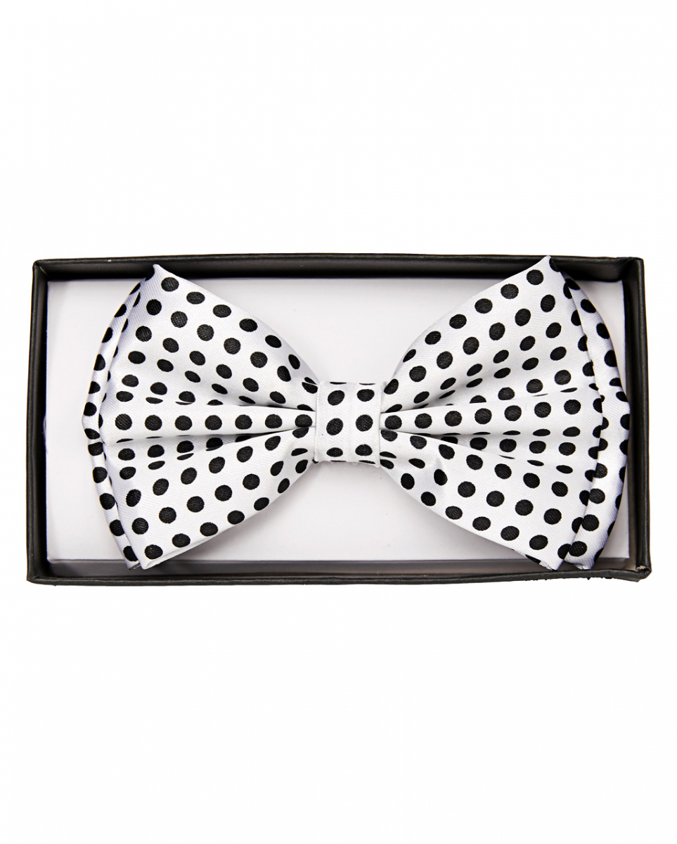 Weiß-schwarz gepunktete Fliege Deluxe