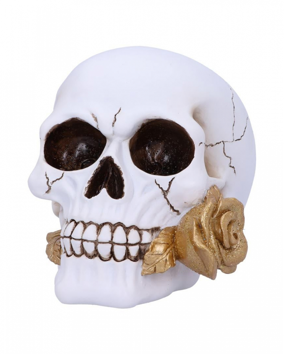 Weißer Totenkopf mit goldener Rose