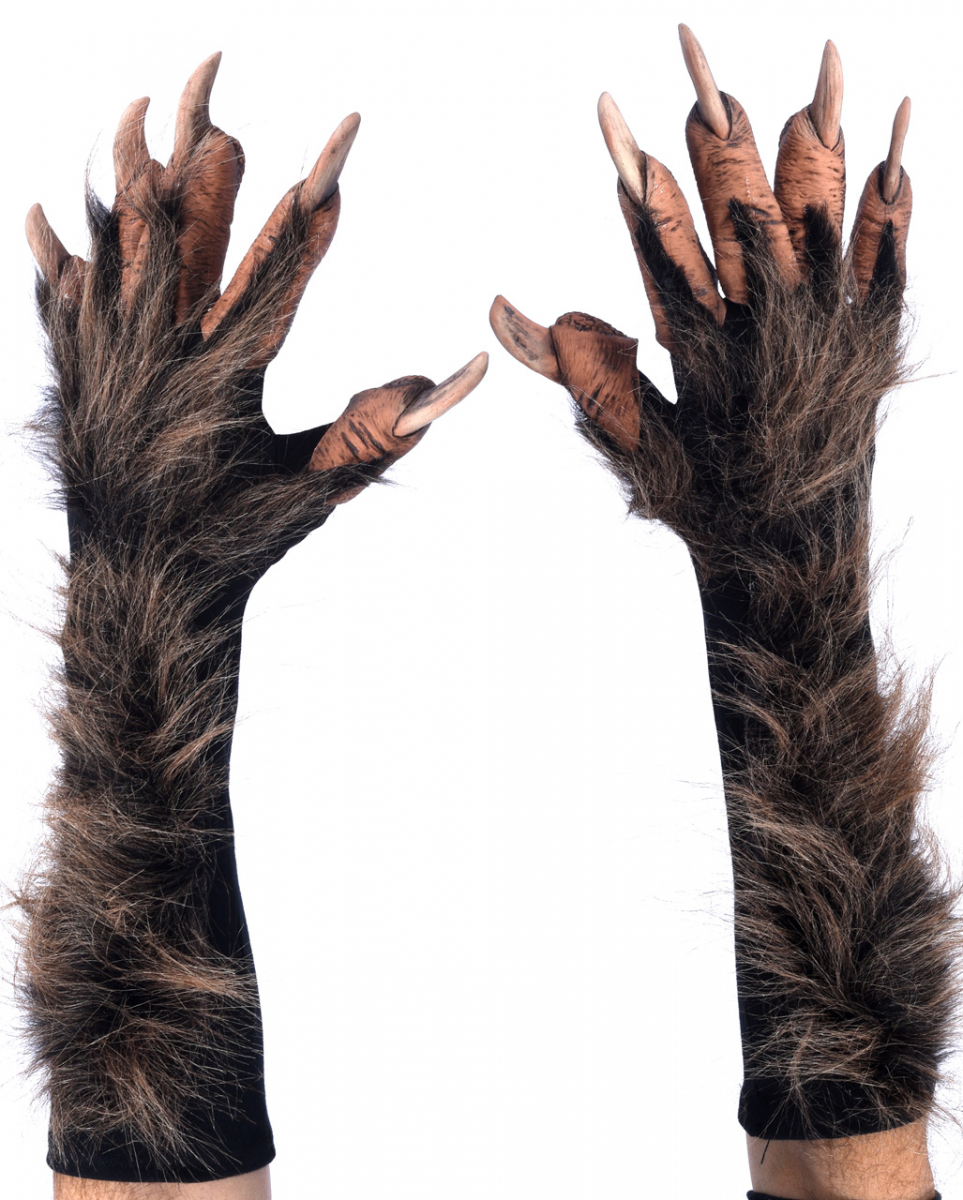 Werwolf Handschuhe mit Kunsthaar Deluxe