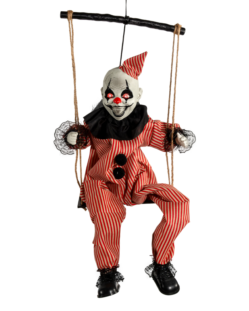 Schaukelnder Horrorclown Halloween Animatronic 70cm