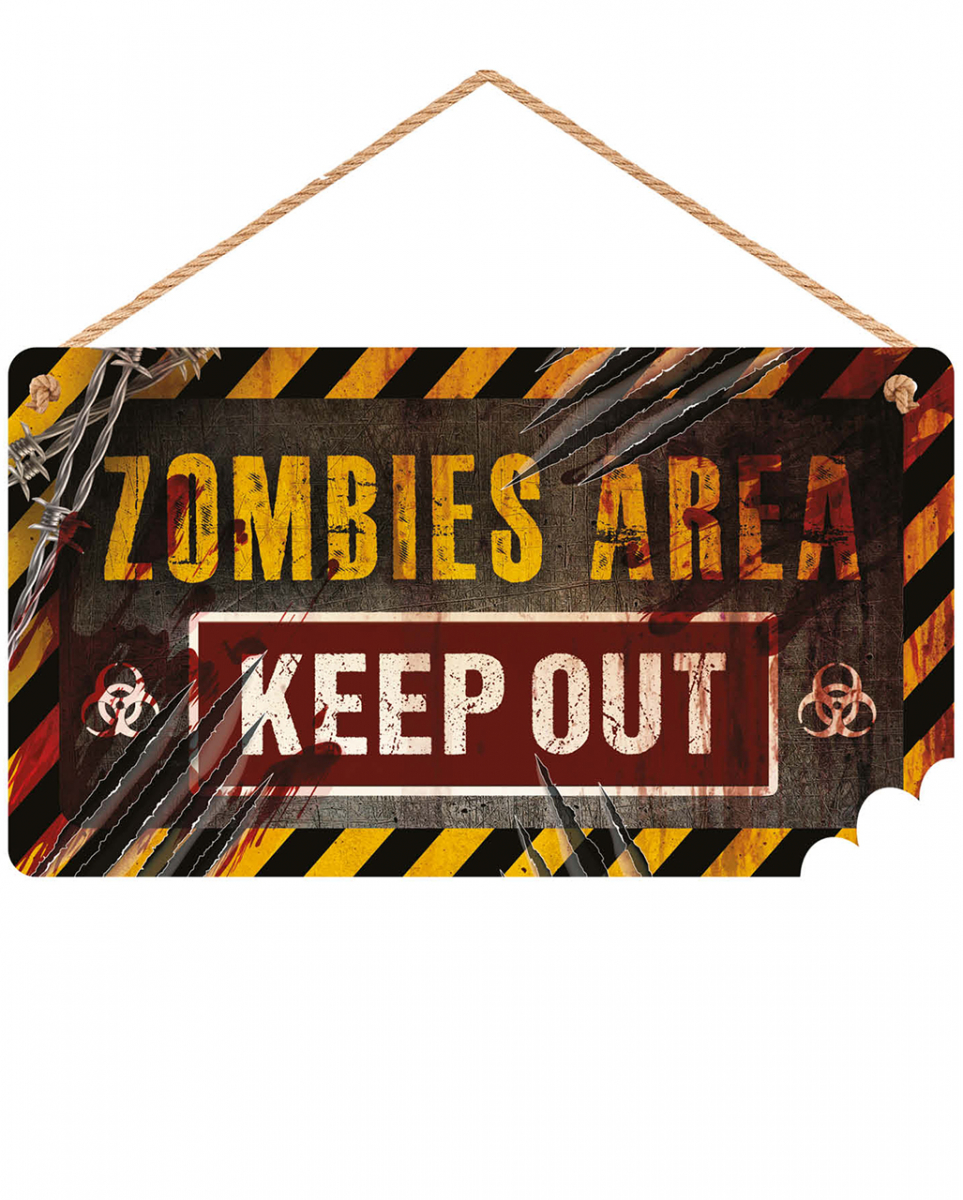 Holz Warnschild Zombie Area 20x35cm
