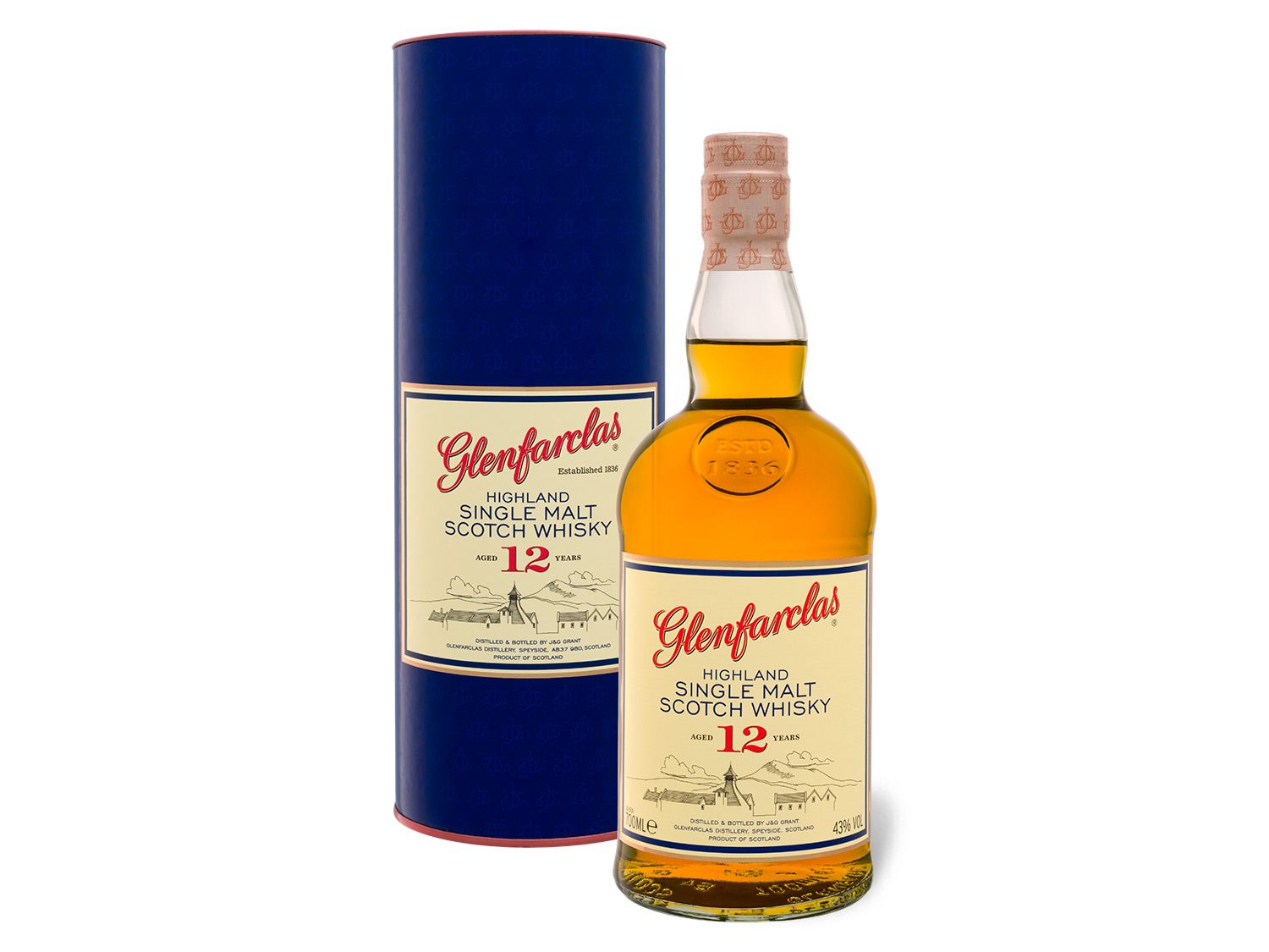 Glenfarclas Highland Single Malt Scotch Whisky 12 Jahre mit Geschenkbox 43% Vol