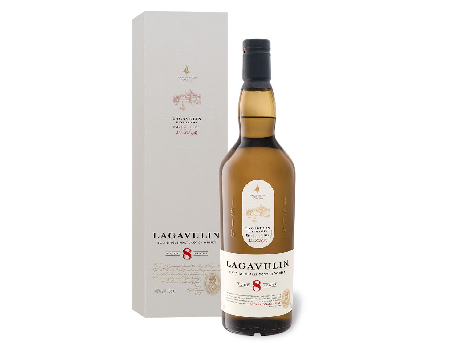Lagavulin Islay Single Malt Scotch Whisky 8 Jahre mit Geschenkbox 48% Vol