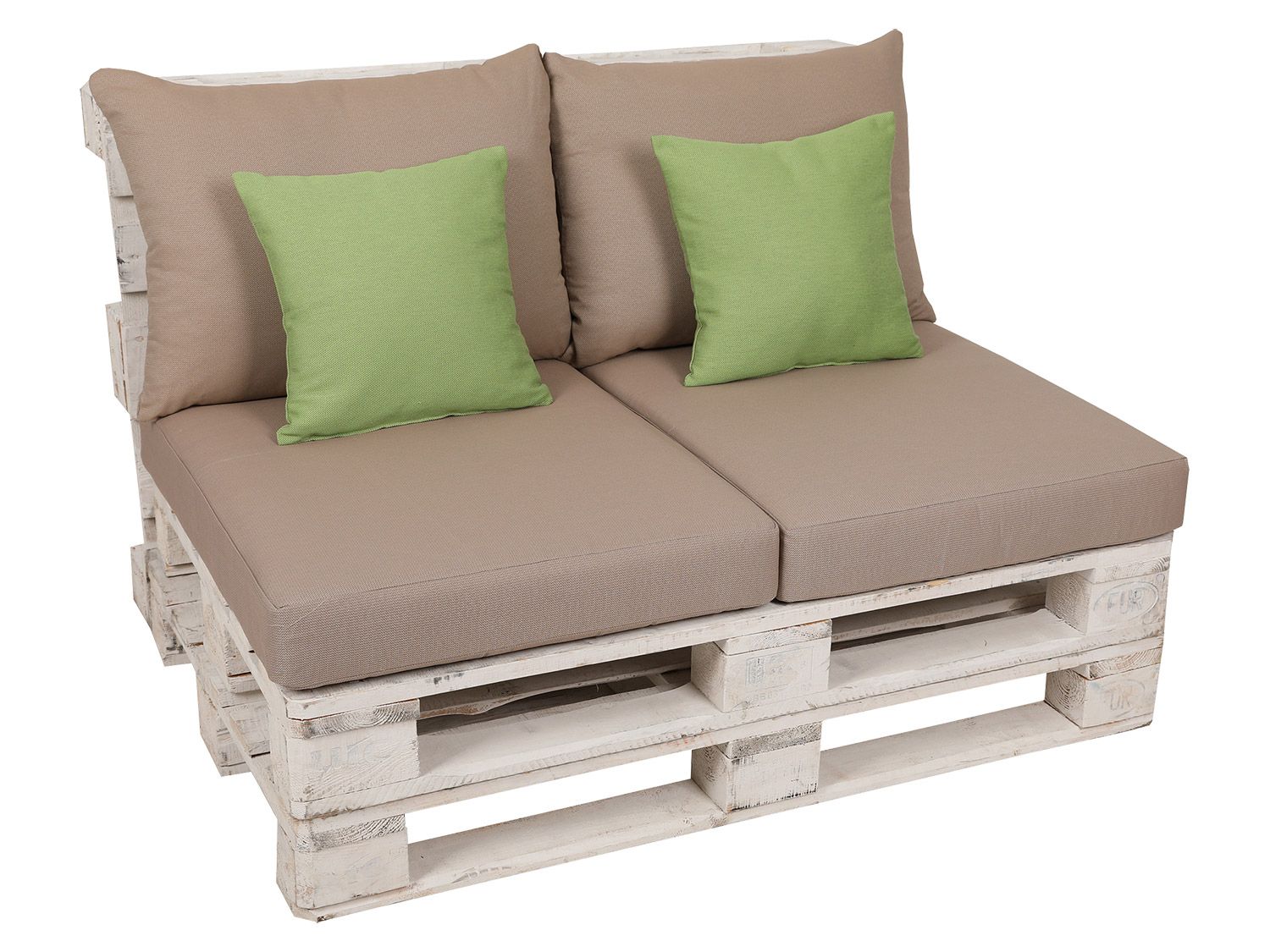 GO-DE Textil Loungemöbel Paletten-Kissen Lounge Kissen 2-teilig wasserabweisend (beige/grün)