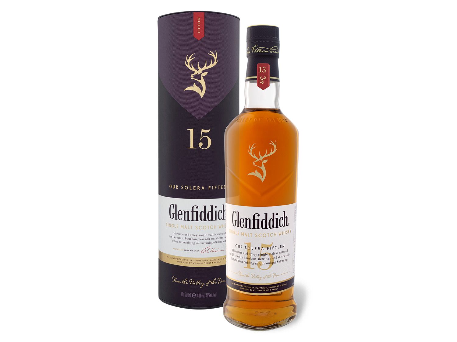 Glenfiddich Solera Reserve Speyside Single Malt Scotch Whisky 15 Jahre mit Geschenkbox 40% Vol