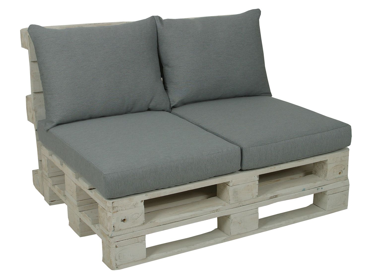 GO-DE Textil Loungemöbel Paletten-Kissen Lounge Kissen 2-teilig wasserabweisend (Grau)