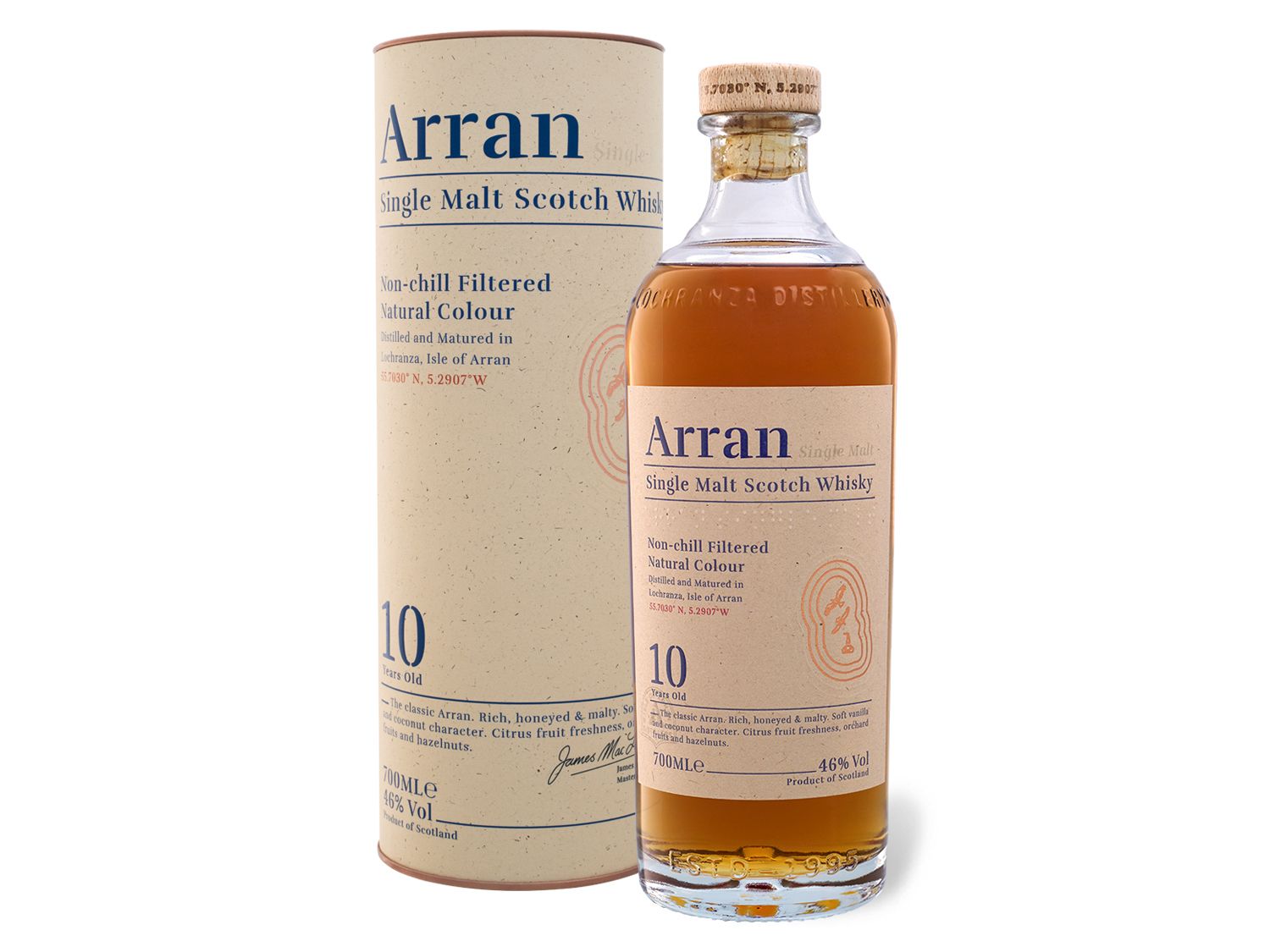 The Arran Single Malt Scotch Whisky 10 Jahre mit Geschenkbox 46% Vol