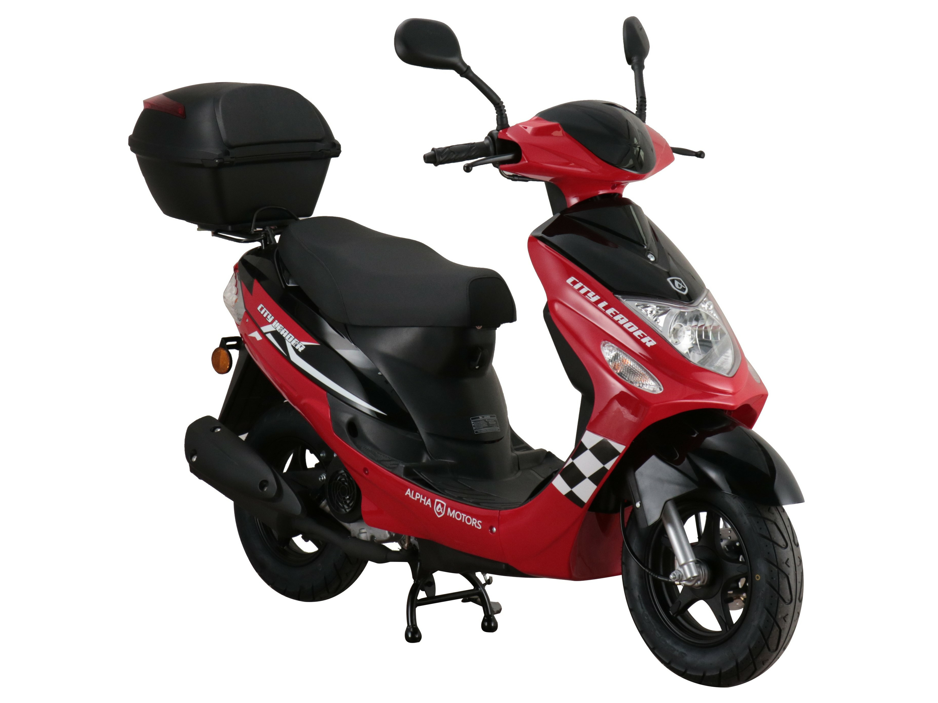 Alpha Motors Motorroller CityLeader 50 ccm EURO 5 inkl. Topcase (Rot, 25 km/h)