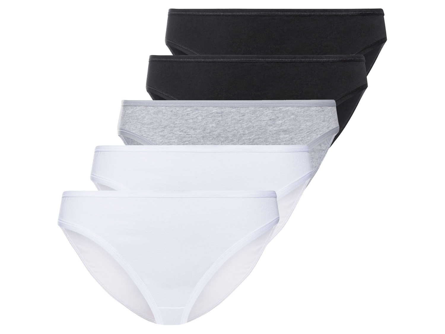 esmara® 5 Damen Slips (XL (48/50), schwarz/grau/weiß)