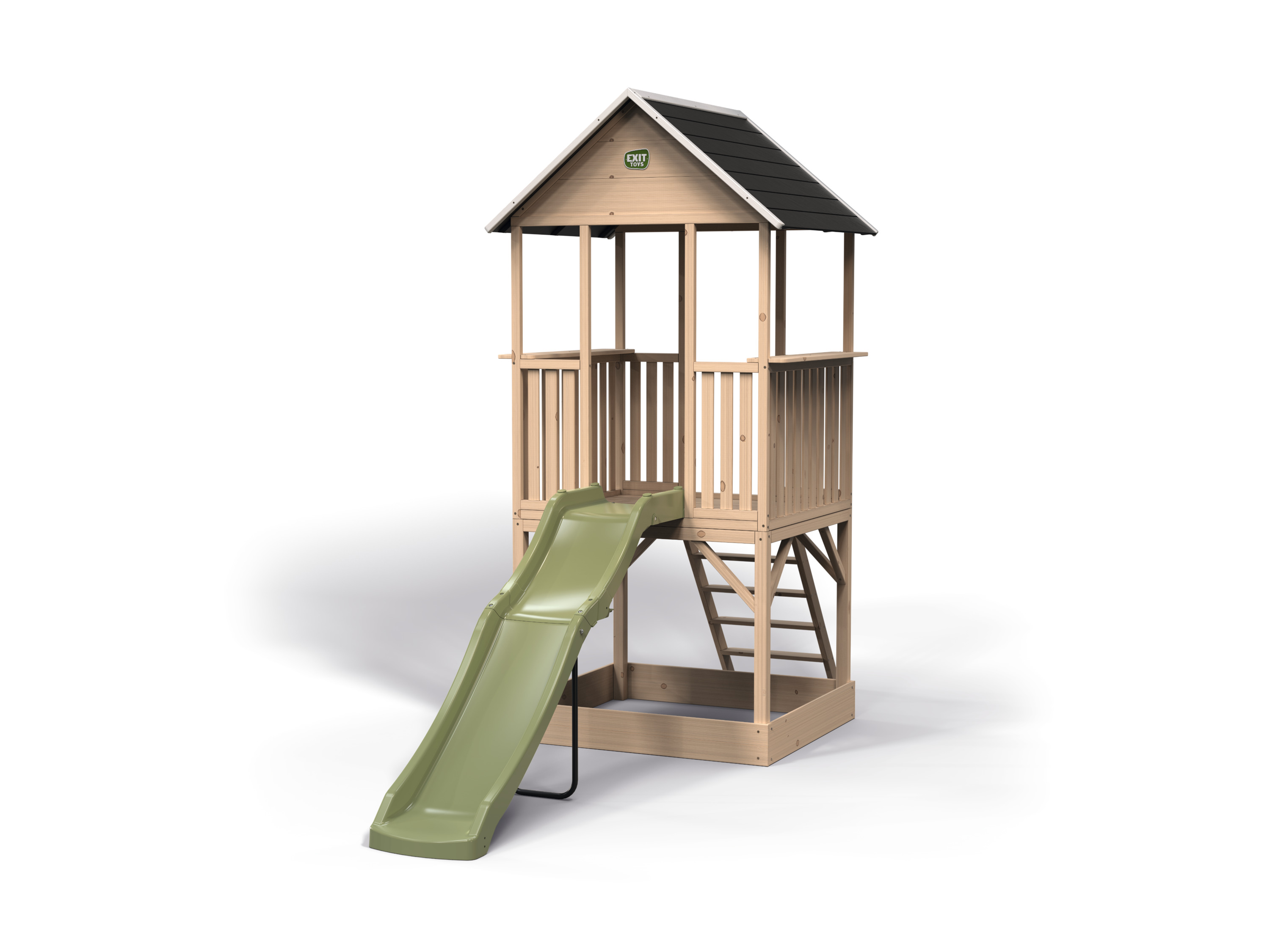 EXIT TOYS Panorama Holzspielhaus mit Rutsche (Sandkasten)''
