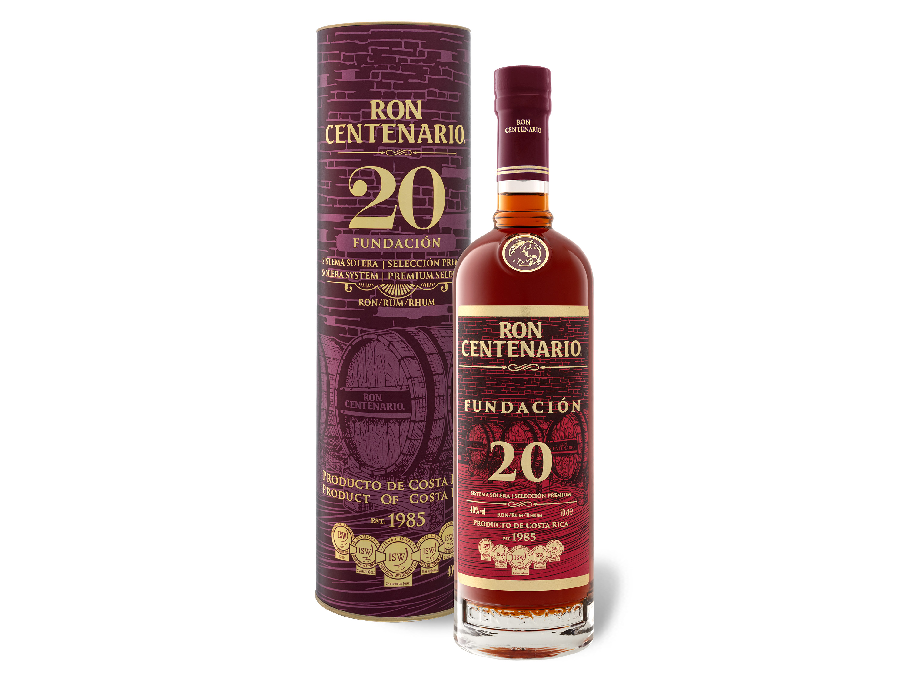 Ron Centenario Fundación Rum 20 Jahre mit Geschenkbox 40% Vol