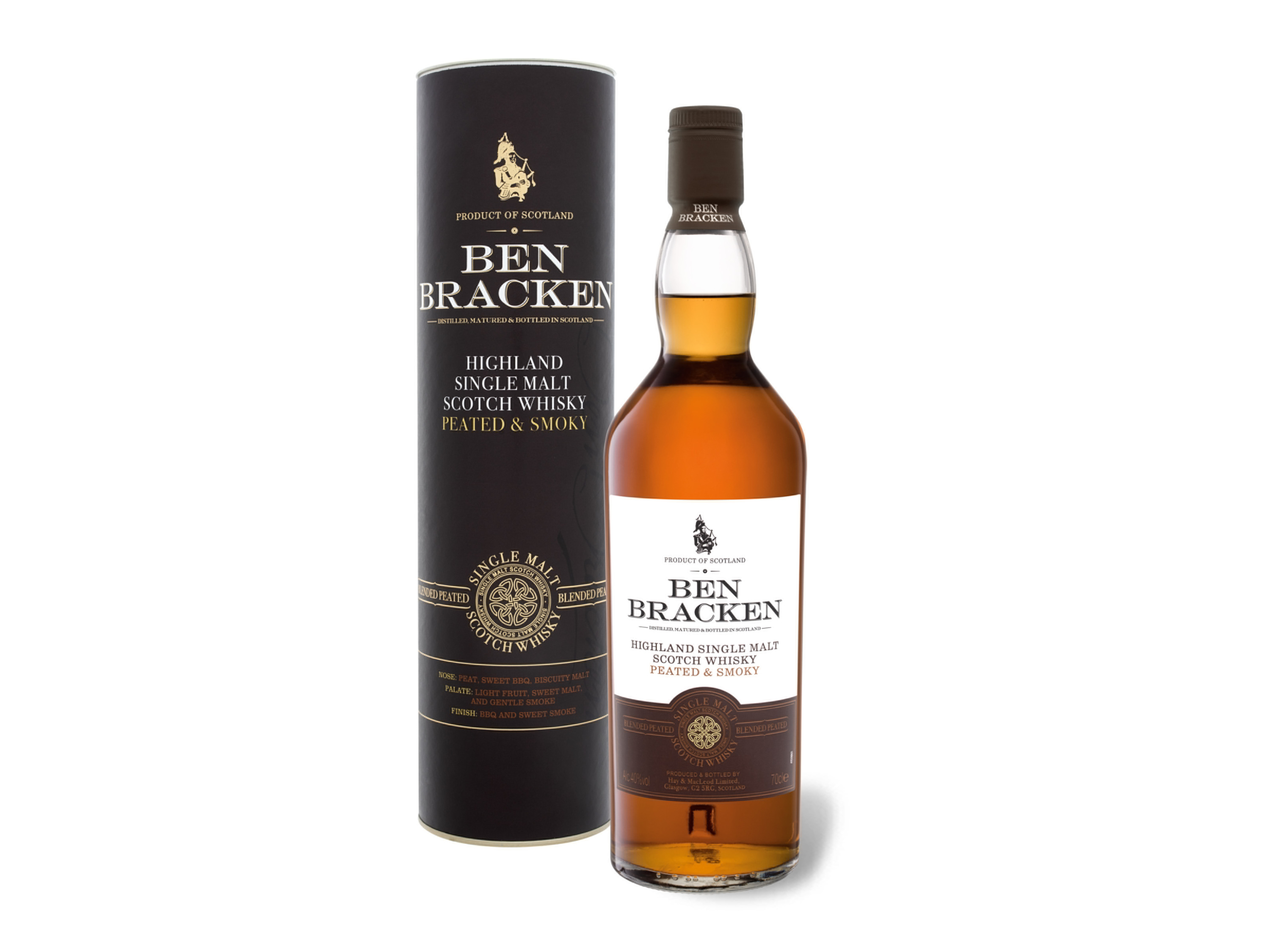 Ben Bracken Highland Single Malt Scotch Whisky Peated & Smoky 8 Jahre mit Geschenkbox 40% Vol''