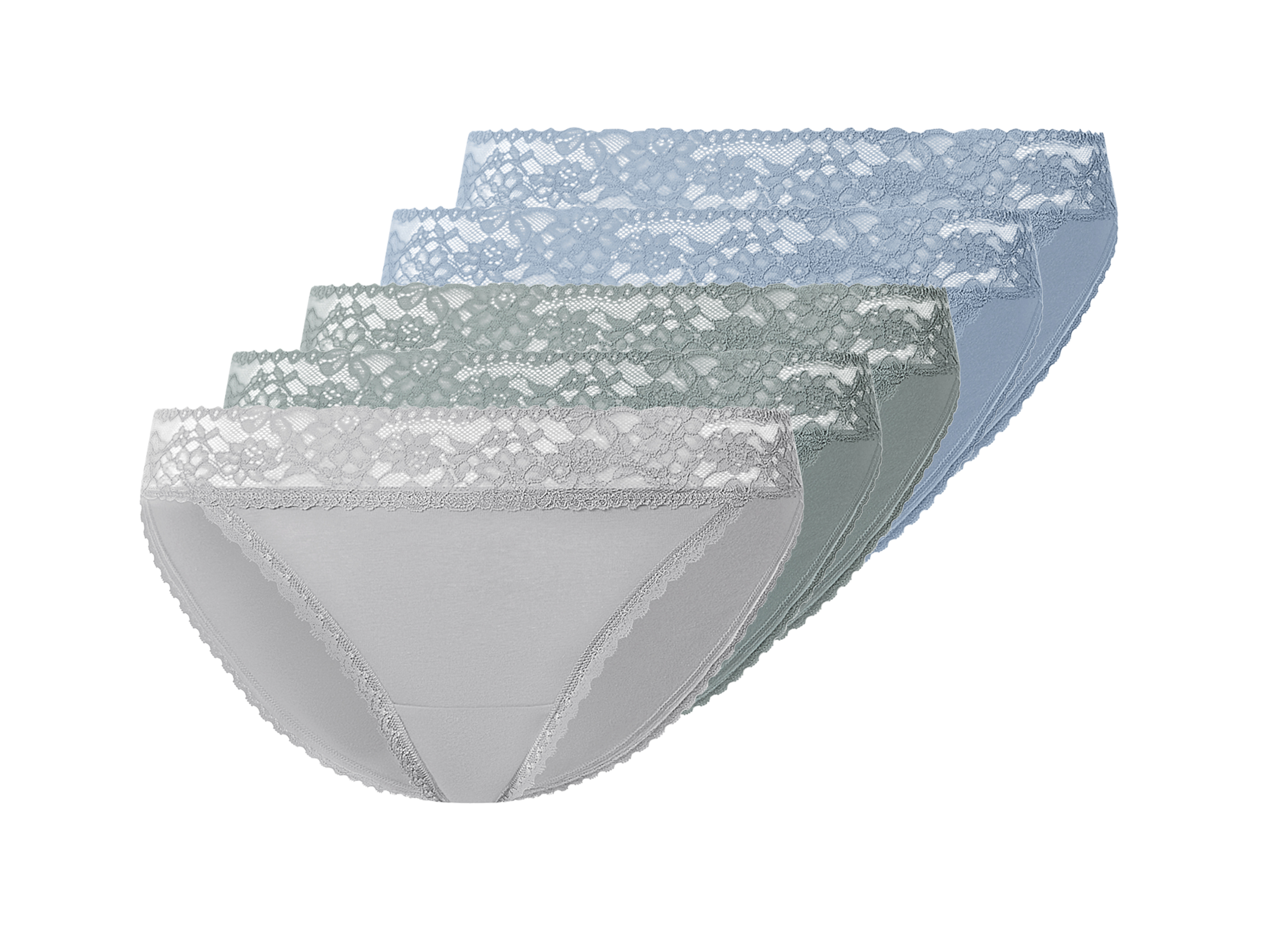 ESMARA® Damen Slips, 5 Stück (grün/blau/grau, XL(48/50))