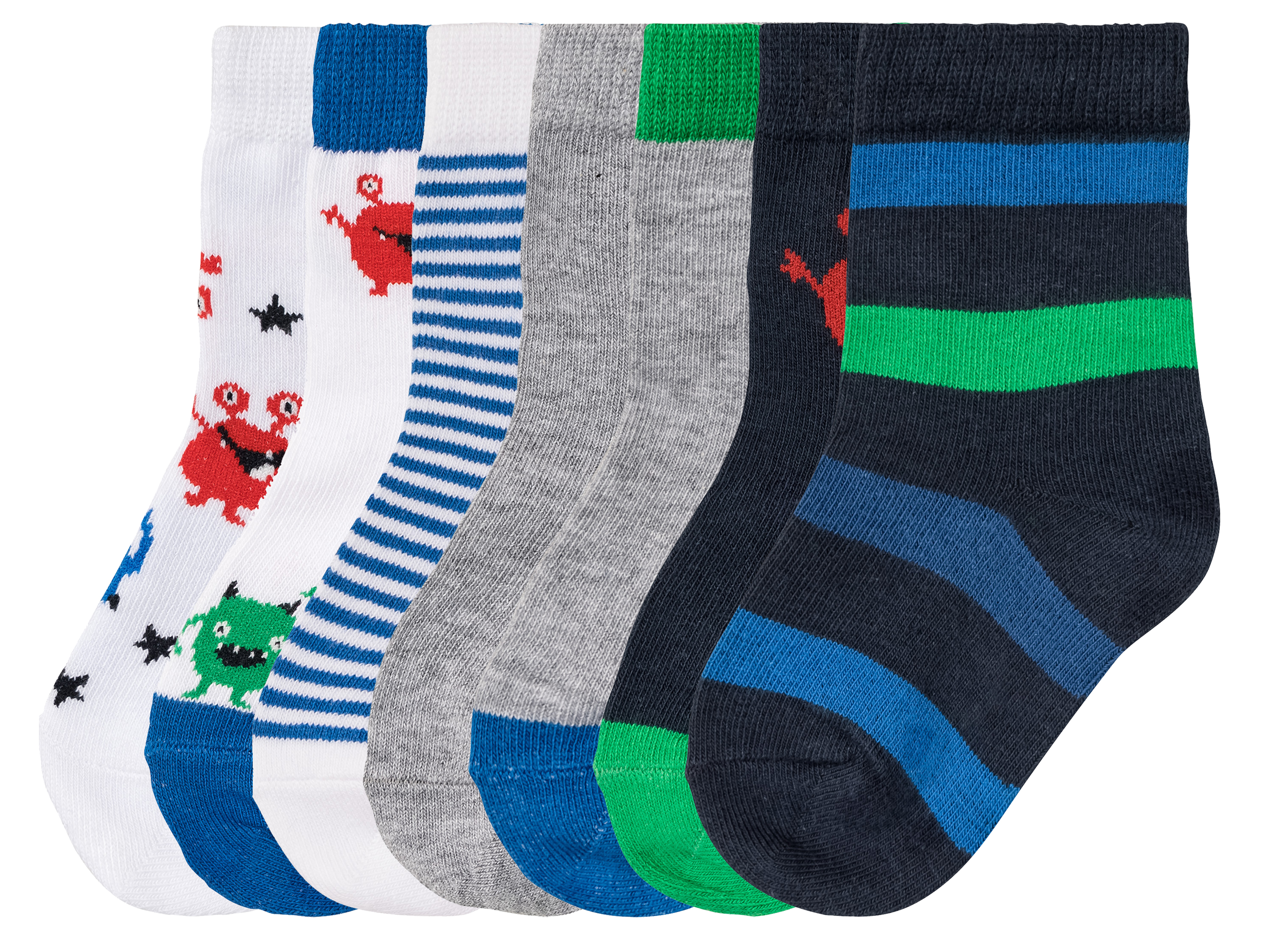 lupilu® Kleinkinder Jungs Socken OCS 7er (grau/blau/weiß/gemustert, 19/22)