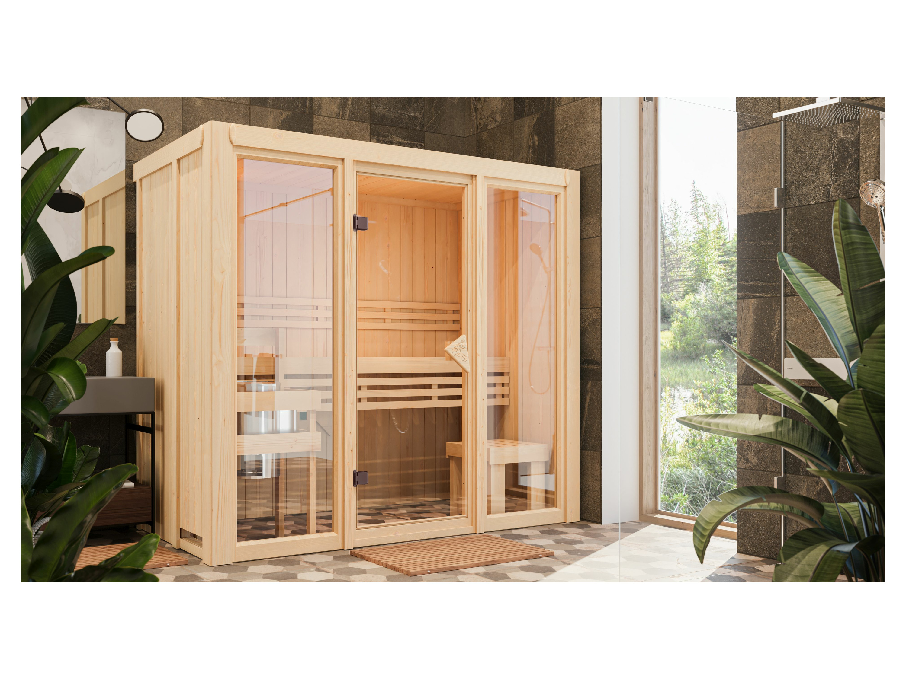 Karibu Shorty 3,6 kW (Bio-Ofen externe Steuerung, 216 x 122 cm)