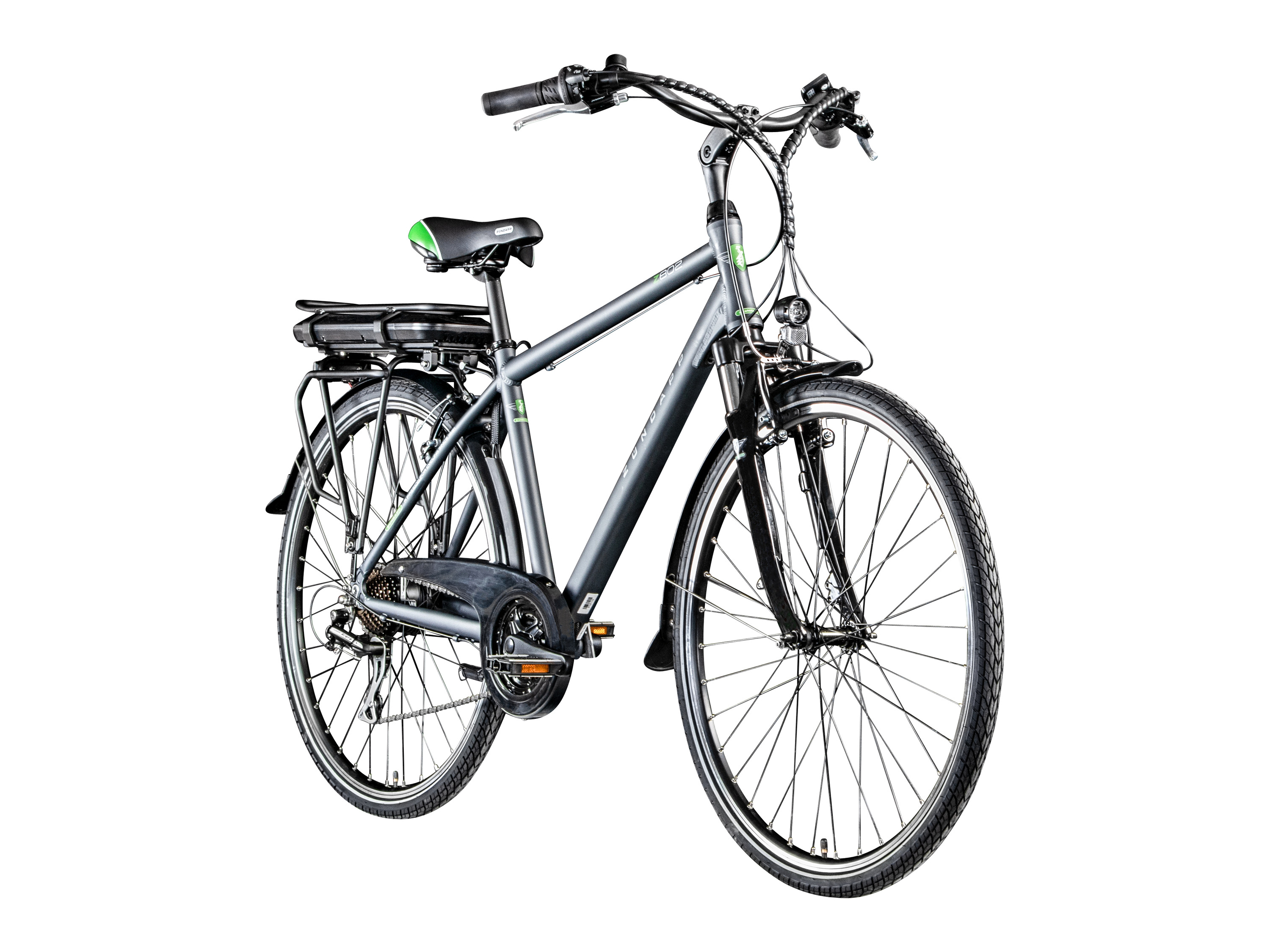 Zündapp E-Bike Trekkingrad »Z802 700c«, 28 Zoll, Herren (Herren, Grau/Grün)