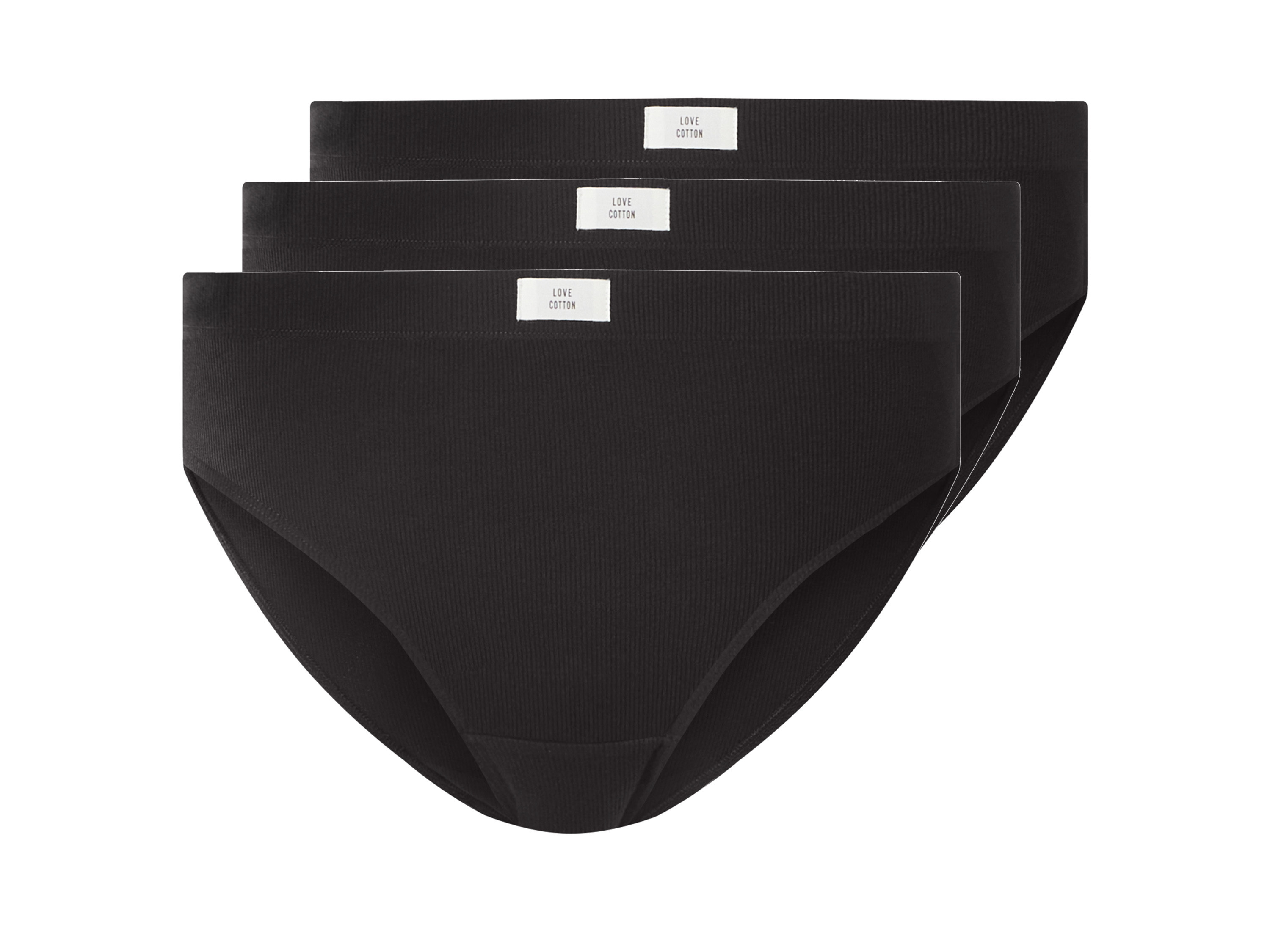 ESMARA® Damen Gerippte Slips, 3 Stück (Schwarz, XS(32/34))
