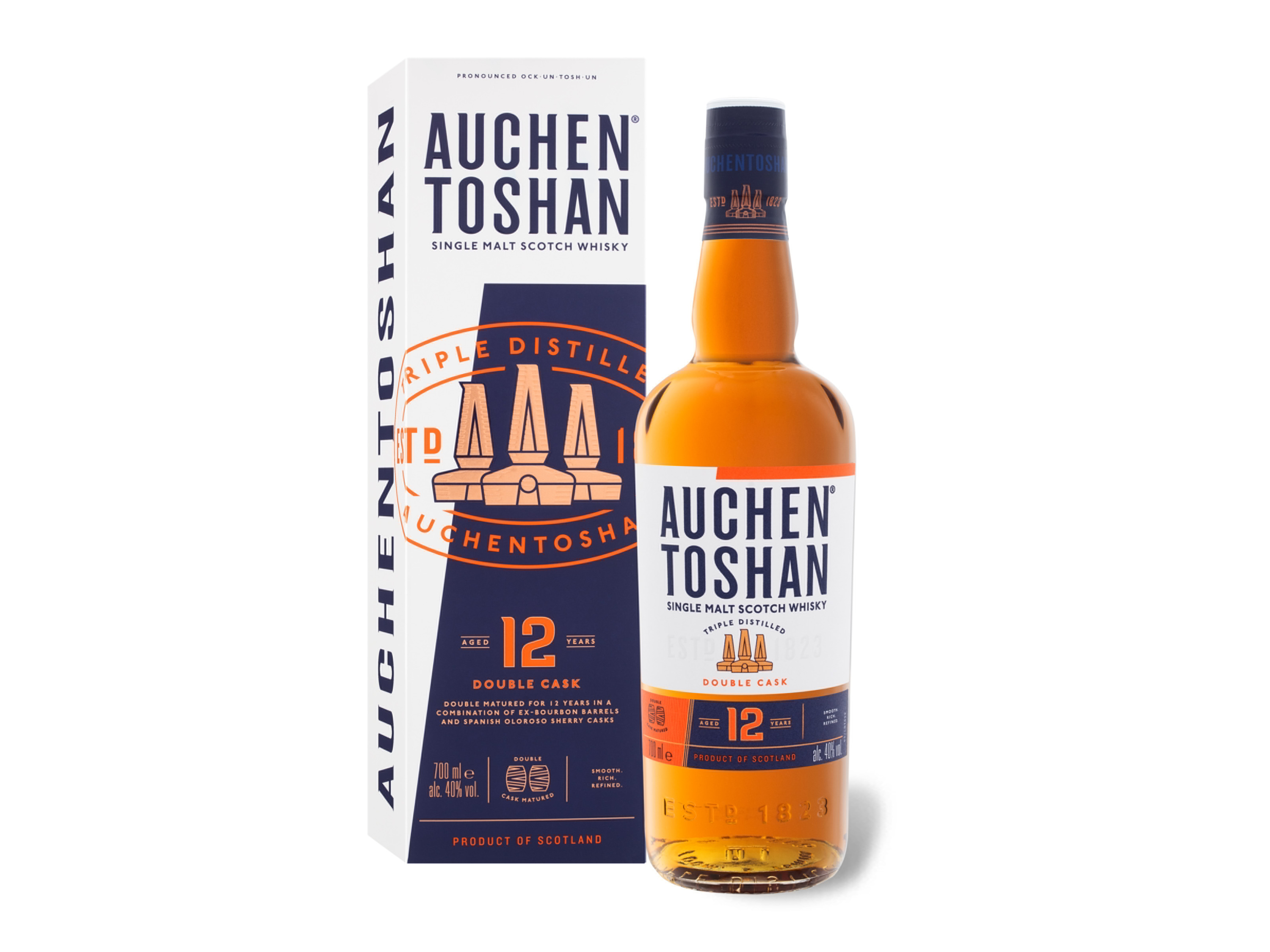 AUCHENTOSHAN Lowland Single Malt Scotch Whisky 12 Jahre mit Geschenkbox 40% Vol