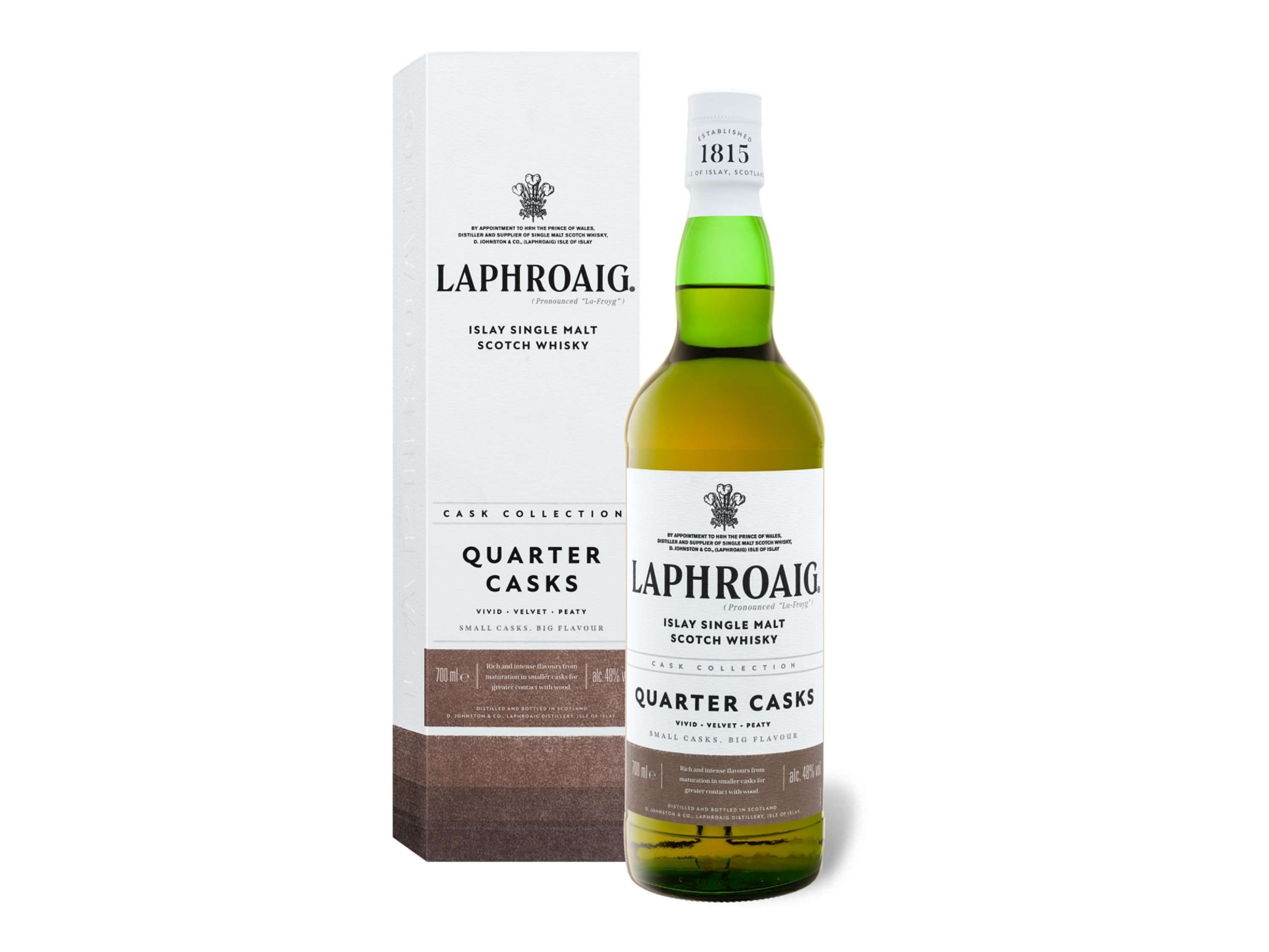 Laphroaig Quarter Cask Islay Single Malt Scotch Whisky mit Geschenkbox 48% Vol
