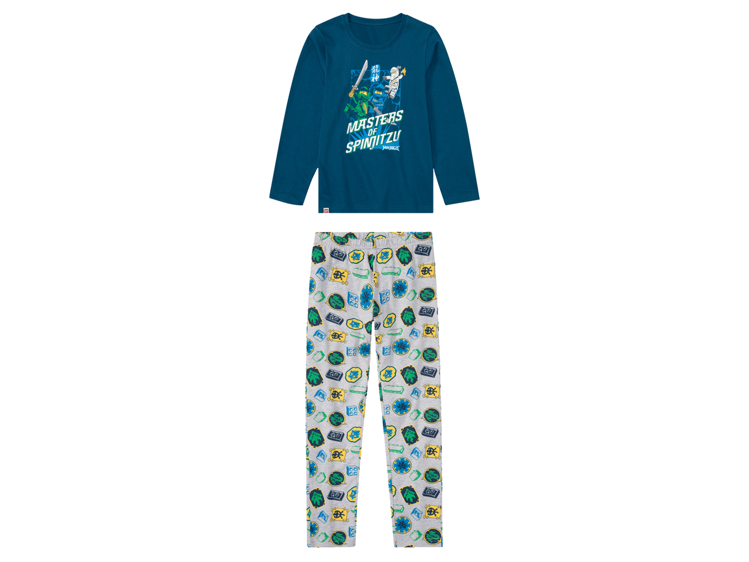 LEGO Kinder Jungen Pyjama 2 tlg. (98/104, Ninjago blau/grau)