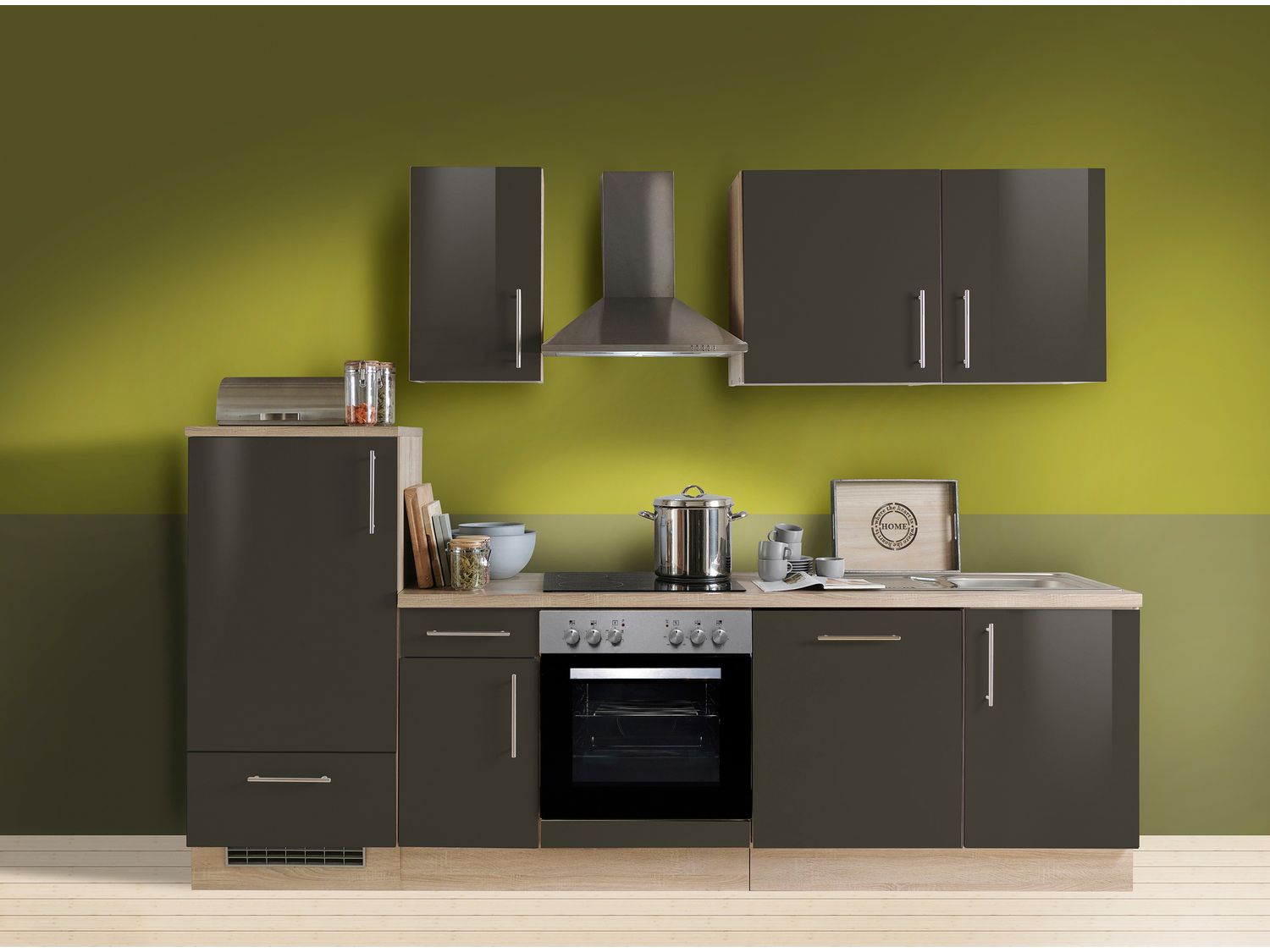 Menke Küchenblock Premium 270/280/300/310cm (mit Geschirrspüler, 270 cm / Lava, frei Verwendungsstelle)''