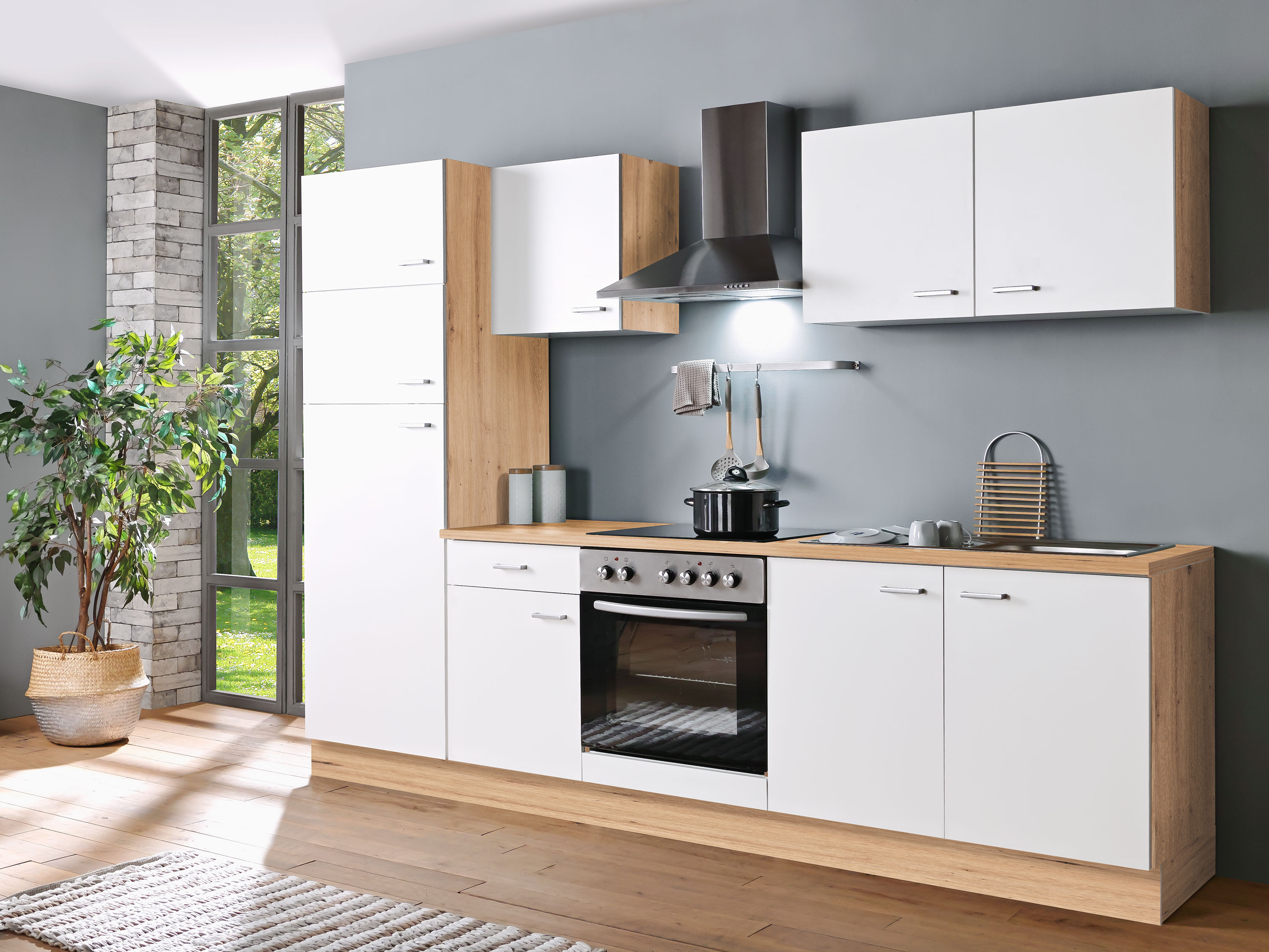 Menke Küchenblock Classic 1 (ohne Geschirrspüler, 270 cm, Artisan, Weiß, frei Verwendungsstelle)