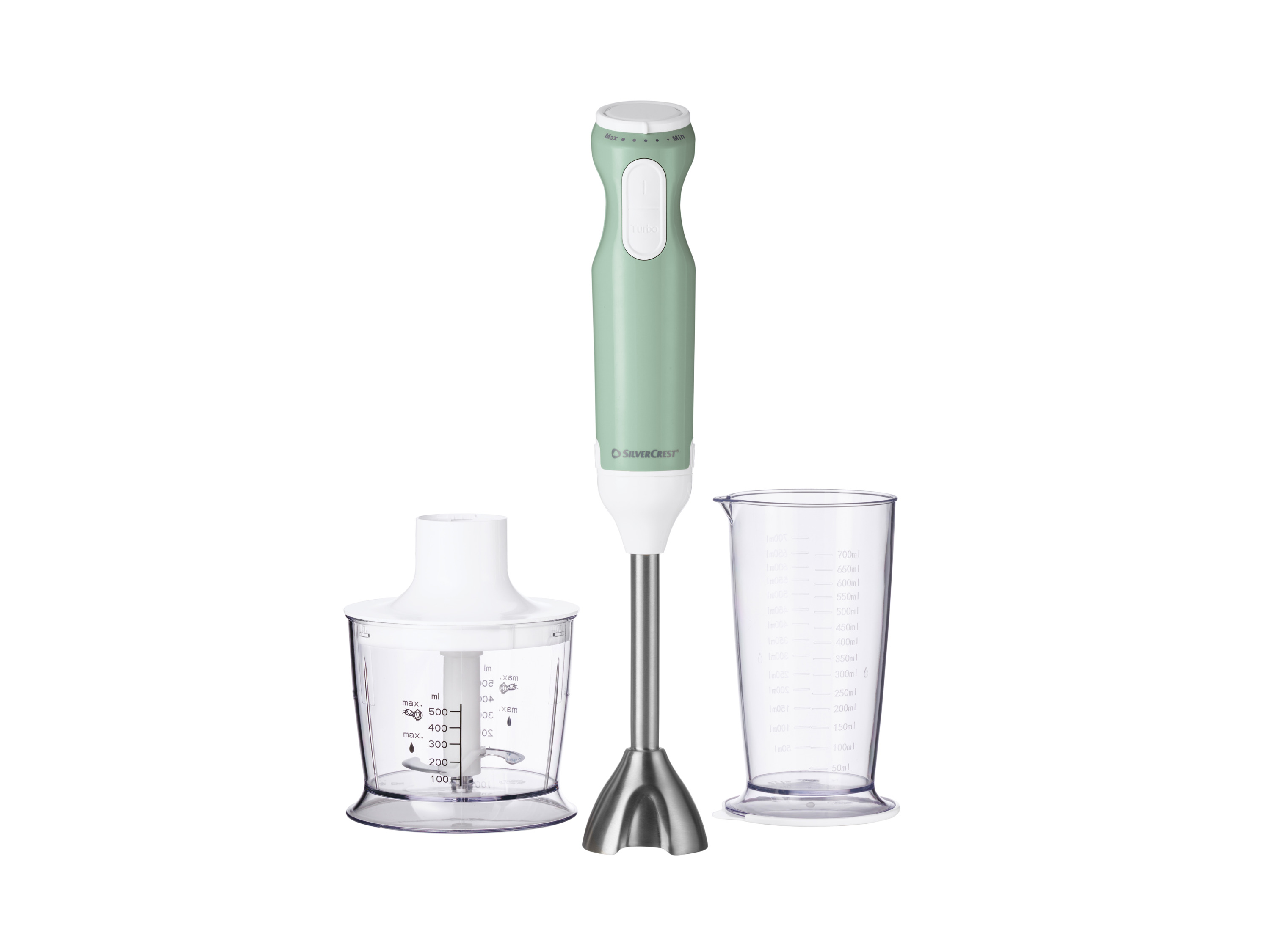 SILVERCREST® Stabmixer Set Kunststoff 4-tlg. SSMS 600 G1 / SOSMS 600 G1. (Mint)