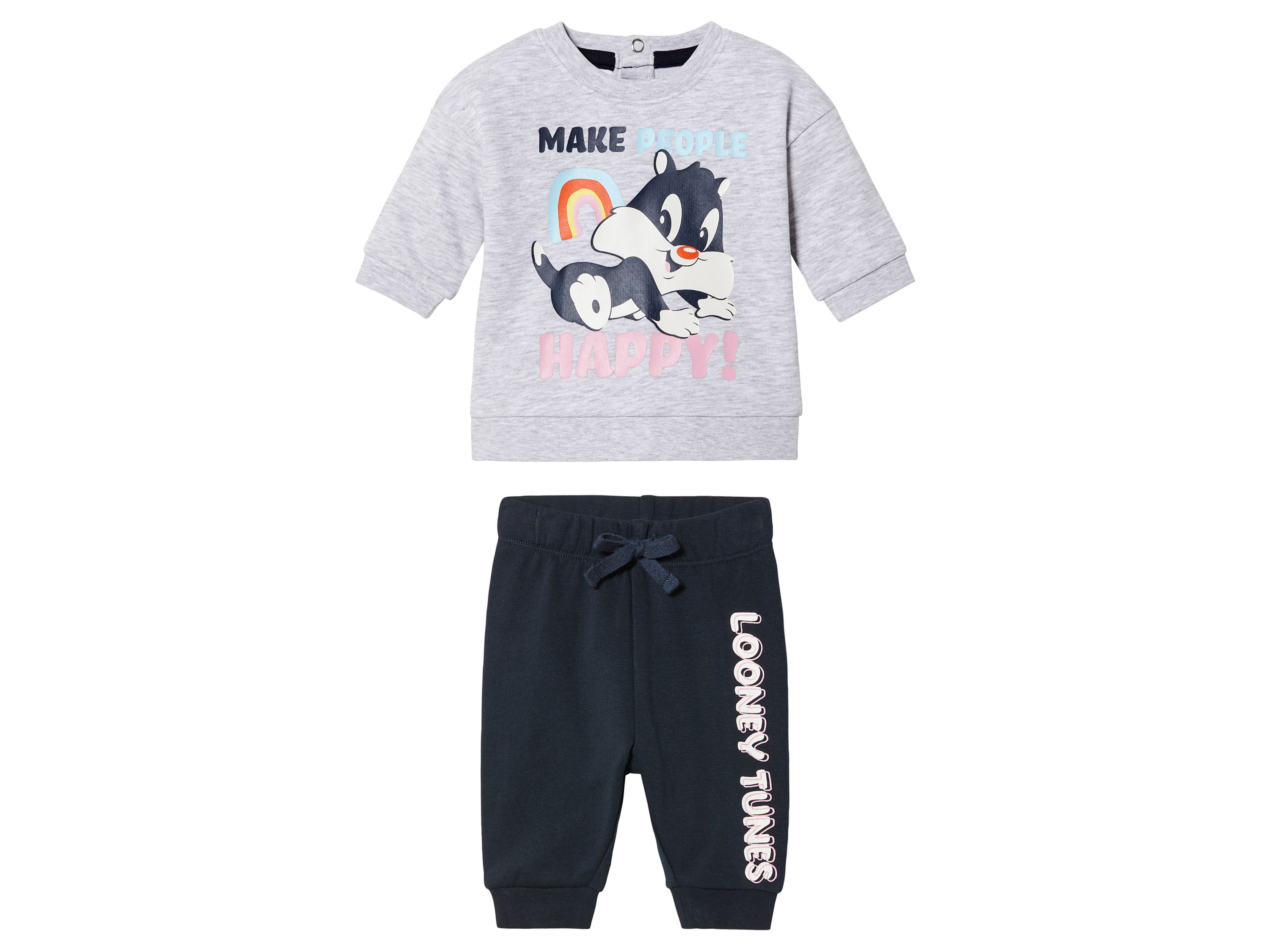 Baby Jogginganzug, 2-teilig, mit Looney Tunes-Motiv (50/56, hellgrau/navy)