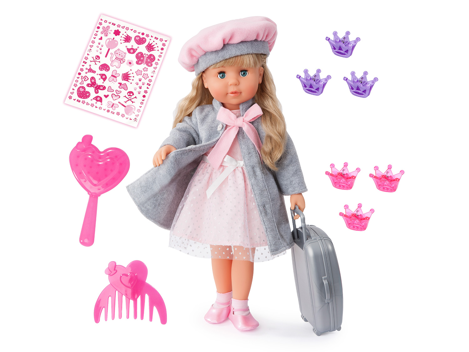 Bayer Design Puppe »Charlene«, mit Küsschenfunktion (Grau)