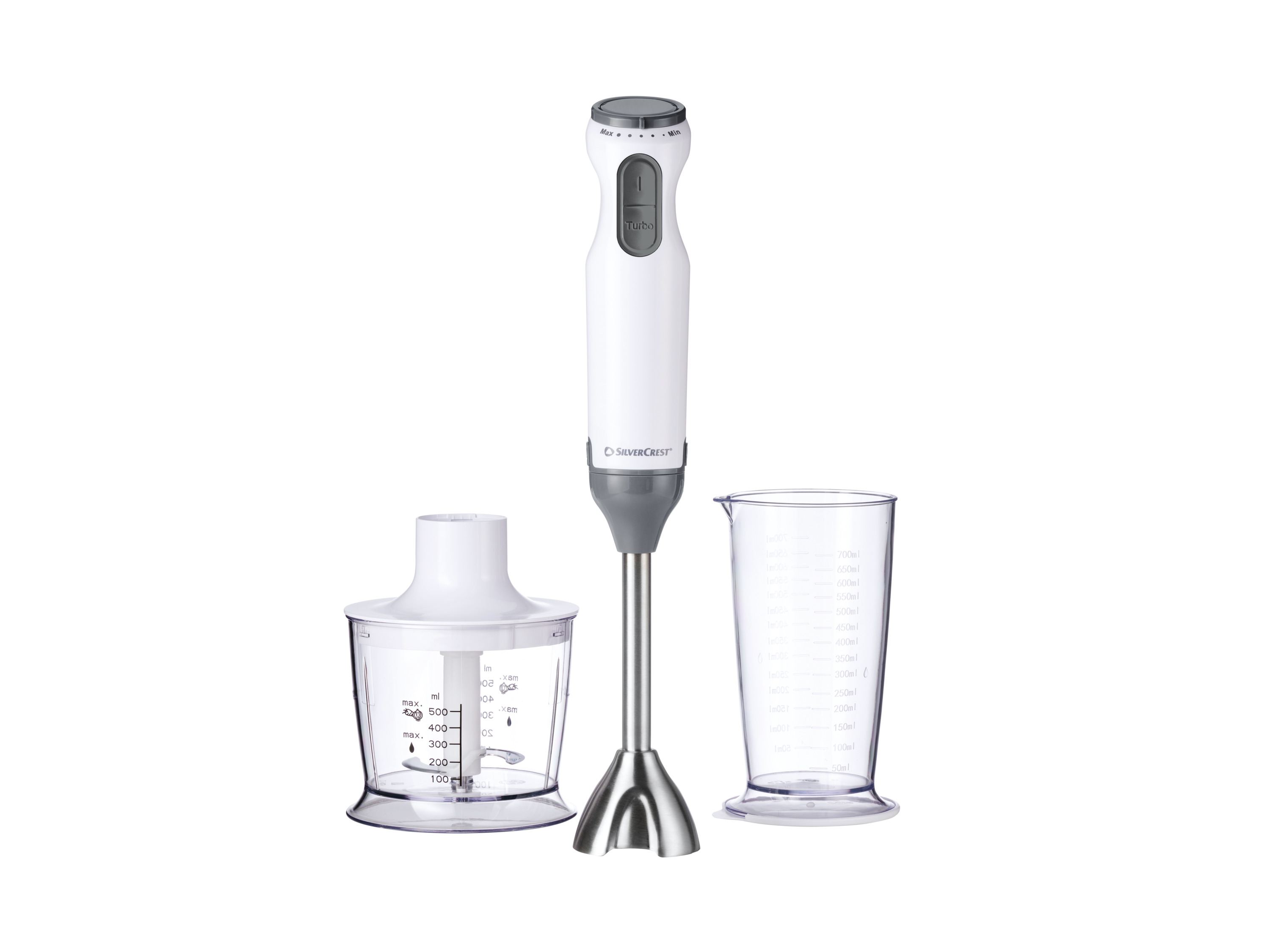 SILVERCREST® Stabmixer Set Kunststoff 4-tlg. SSMS 600 G1 / SOSMS 600 G1. (Weiß)