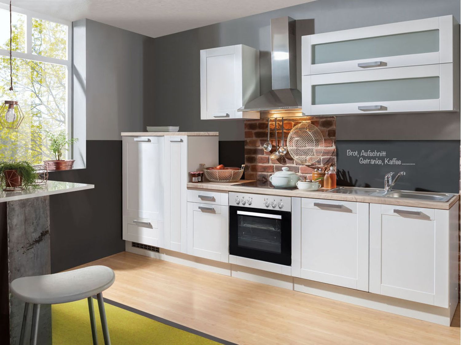 Menke Küchenblock Premium 270/280/300/310cm (mit Geschirrspüler, 310 cm / Landhaus weiss, frei Verwendungsstelle)''