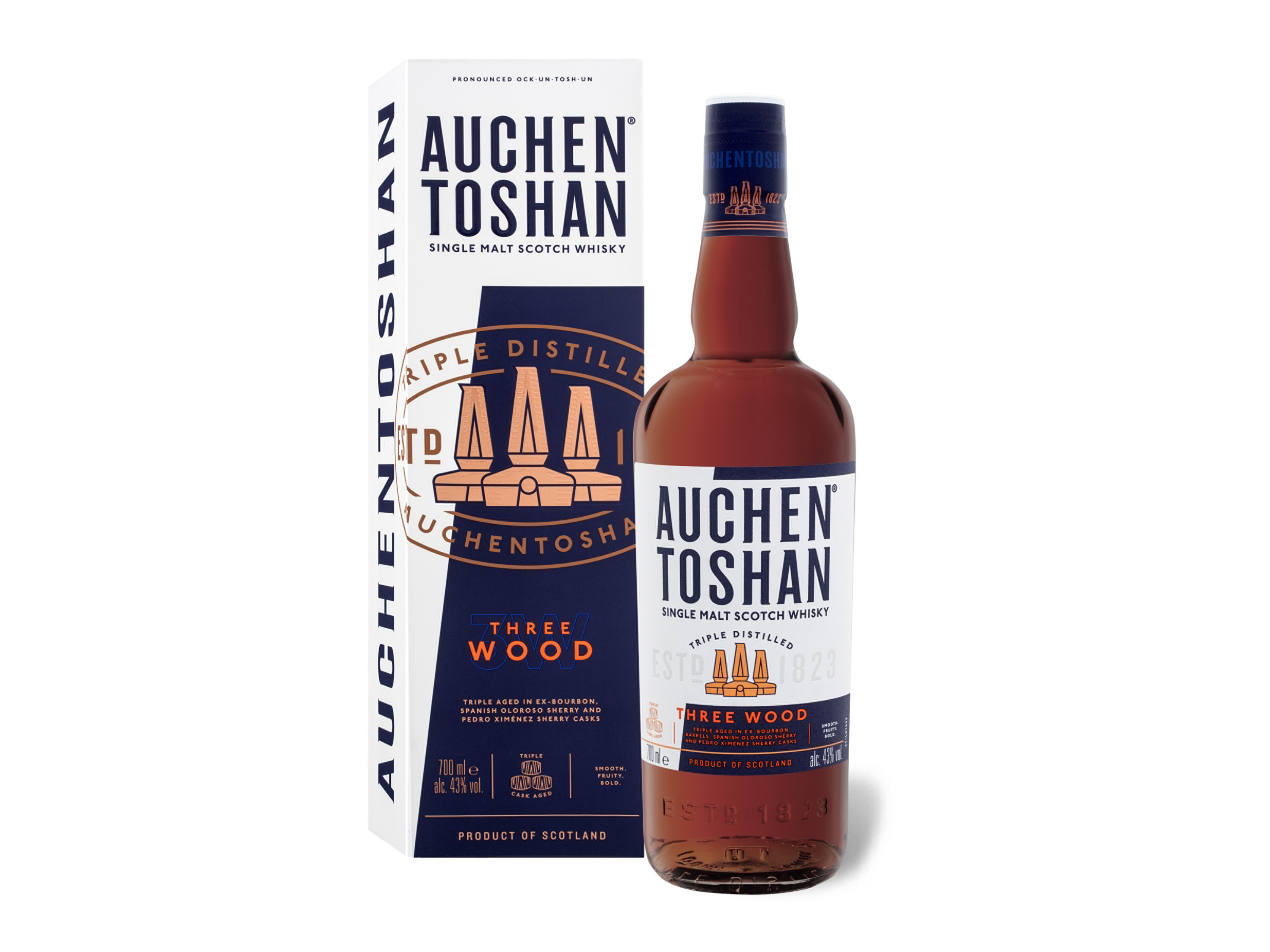 AUCHENTOSHAN Three Wood Single Malt Scotch Whisky mit Geschenkbox 43% Vol