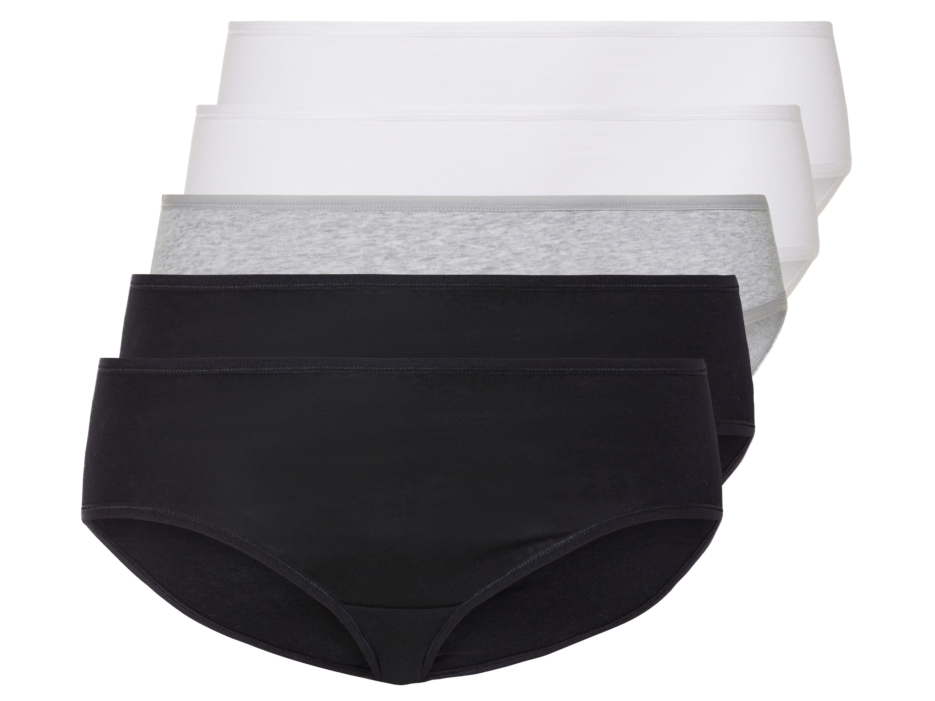 esmara® 5 Paar Damen Slips (XL (48/50), schwarz/grau/weiß)