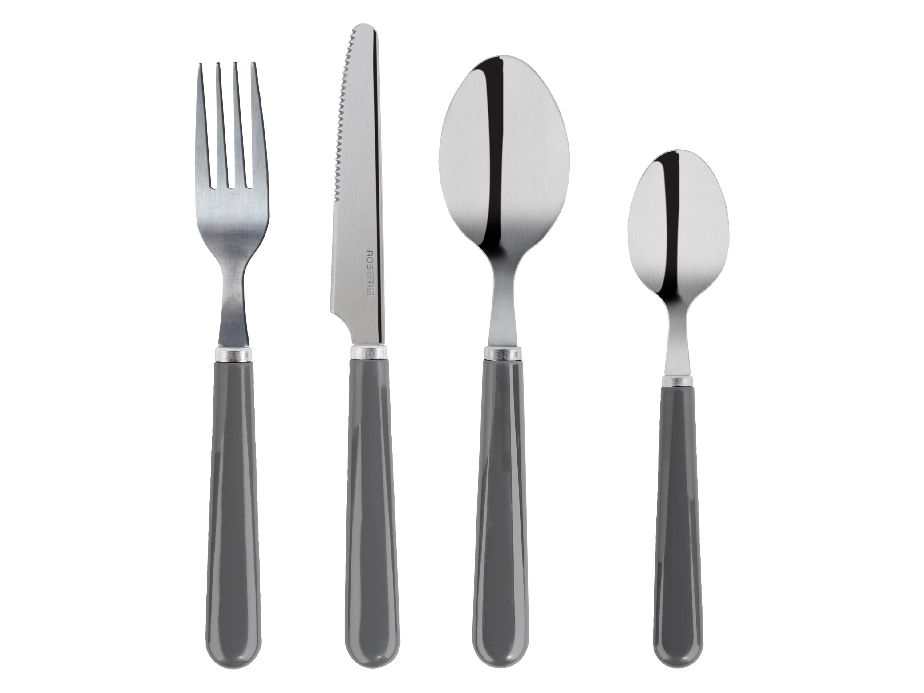 LIVARNO home Besteck-Set mit Kunststoffgriff, 24-teilig (Grau)