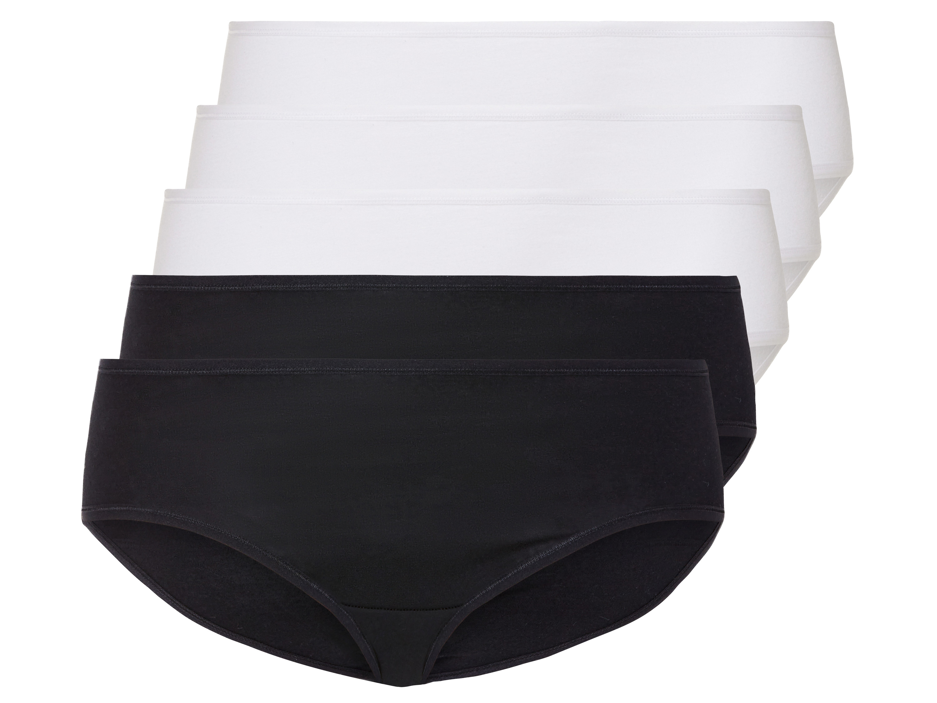 esmara® 5 Paar Damen Slips (Schwarz/weiß, XL (48/50))