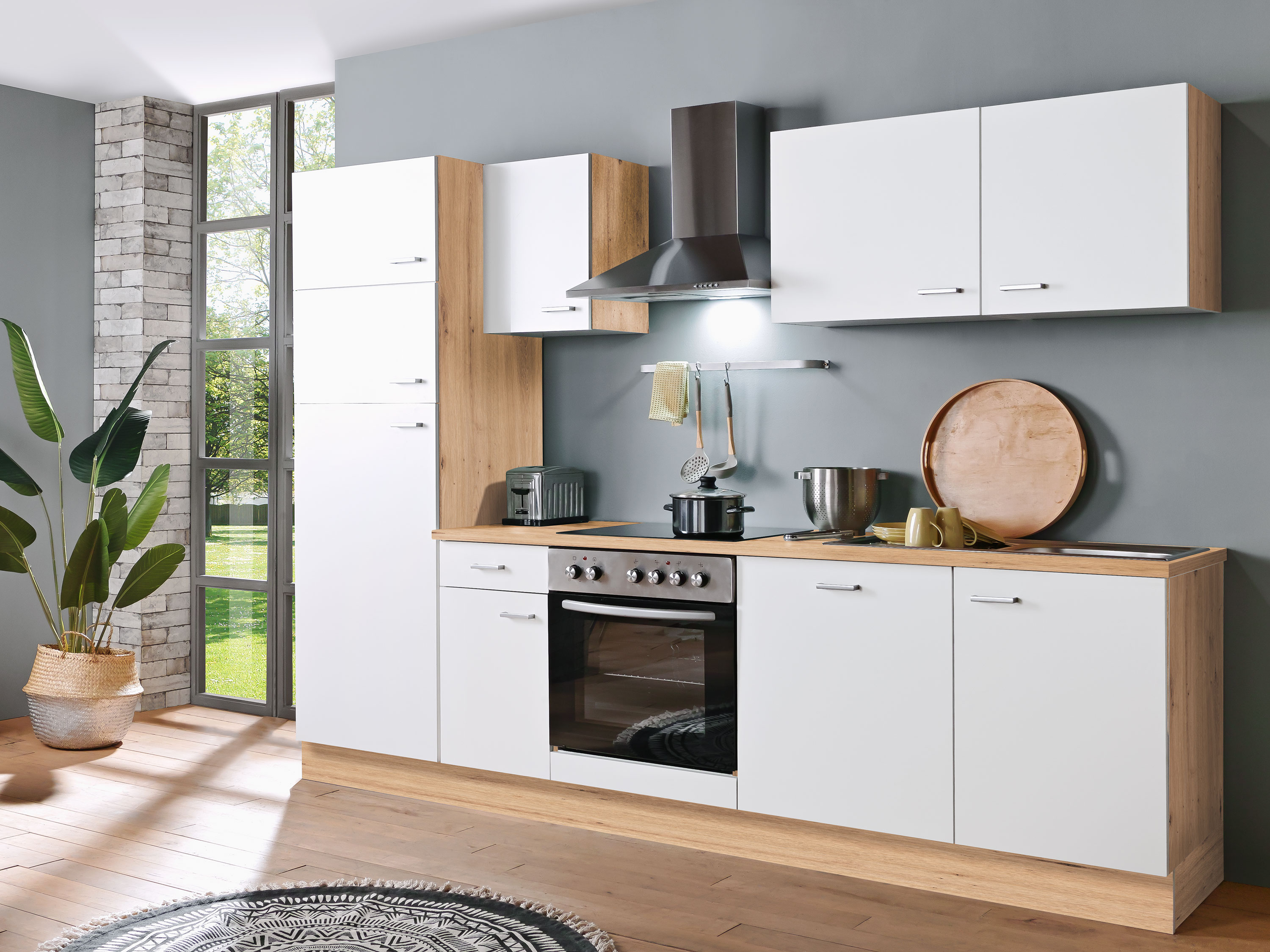 Menke Küchenblock Classic 1 (mit Geschirrspüler, 270 cm, Artisan, Weiß, Frei Bordstein)