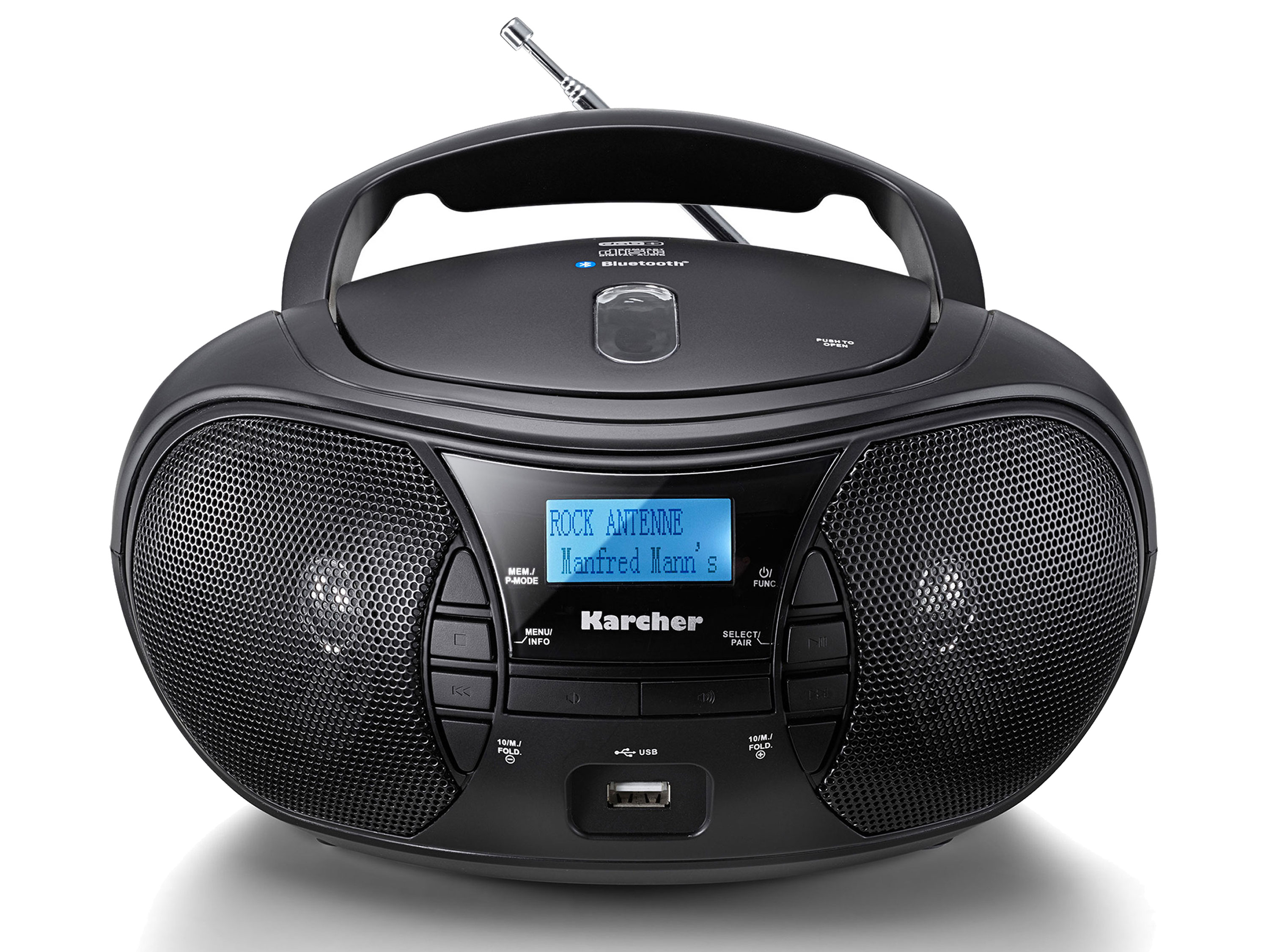 Karcher RR 5028D tragbares CD Radio (CD-Player, DAB+ Radio, Bluetooth, Batterie/Netzbetrieb, USB)