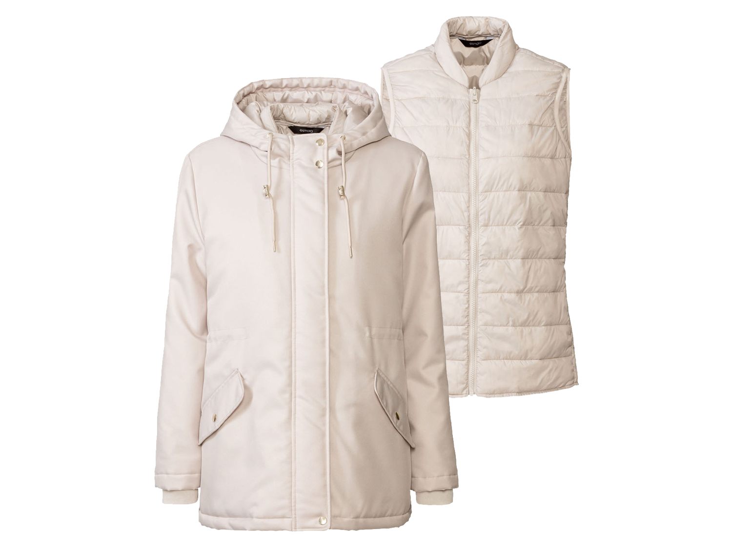 esmara® Damen Parka mit Weste (Beige, XS(32/34))