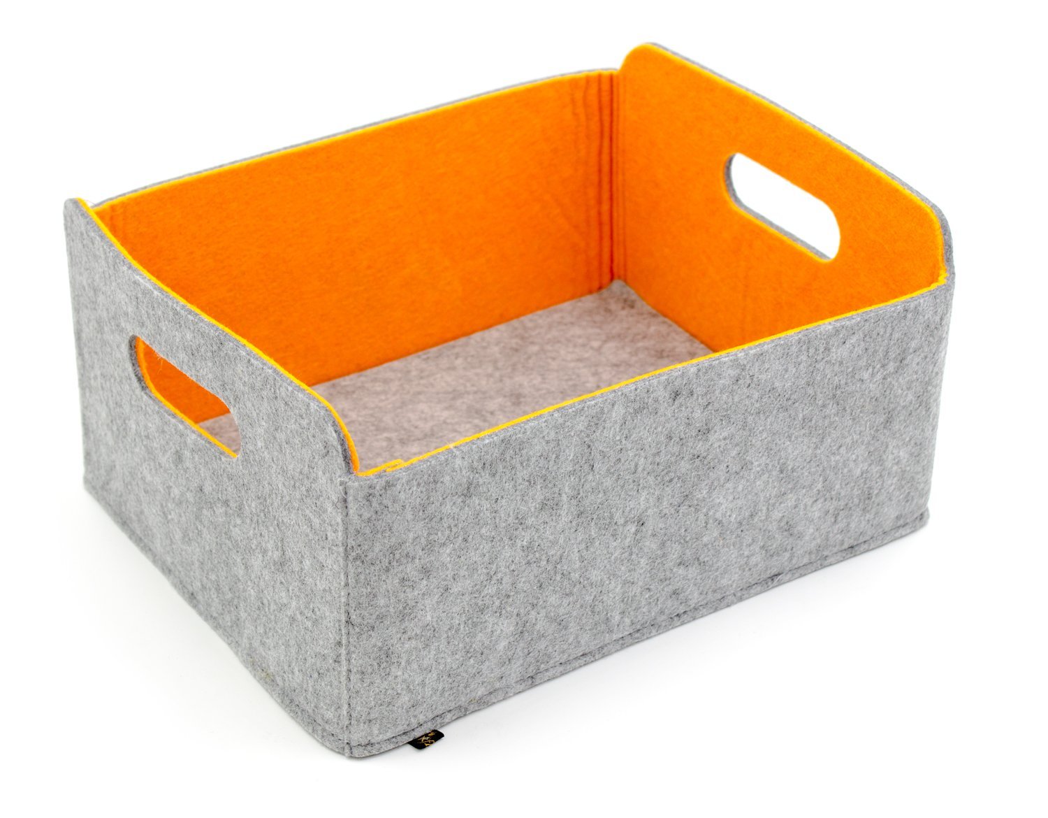 Filz Aufbewahrungsbox faltbar, graumeliert/orange