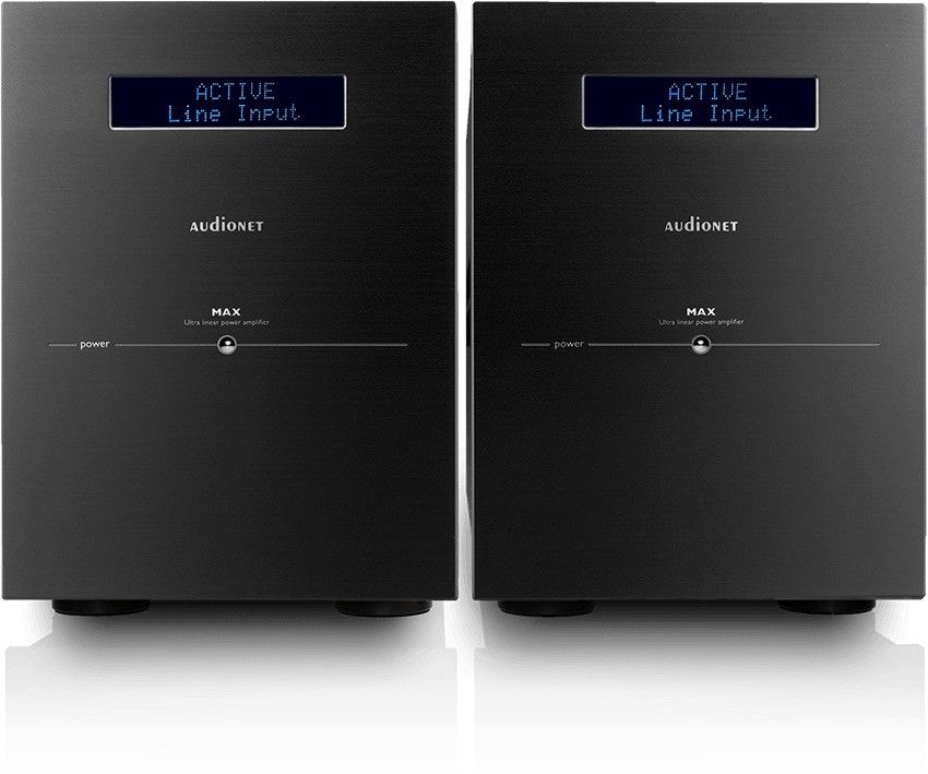 Audionet MAX mit blauem Display Paar Mikroprozessorgesteuerter Referenz-Mono-Leistungsverstärker schwarz