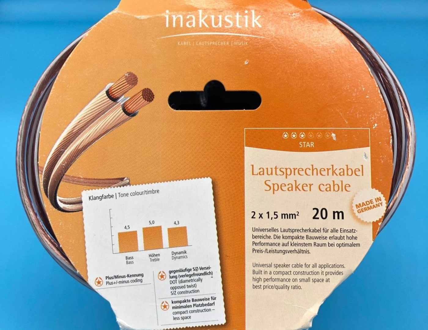 Inakustik Star Serie, 2x1,5mm² Lautsprecherkabelring 20,0 m