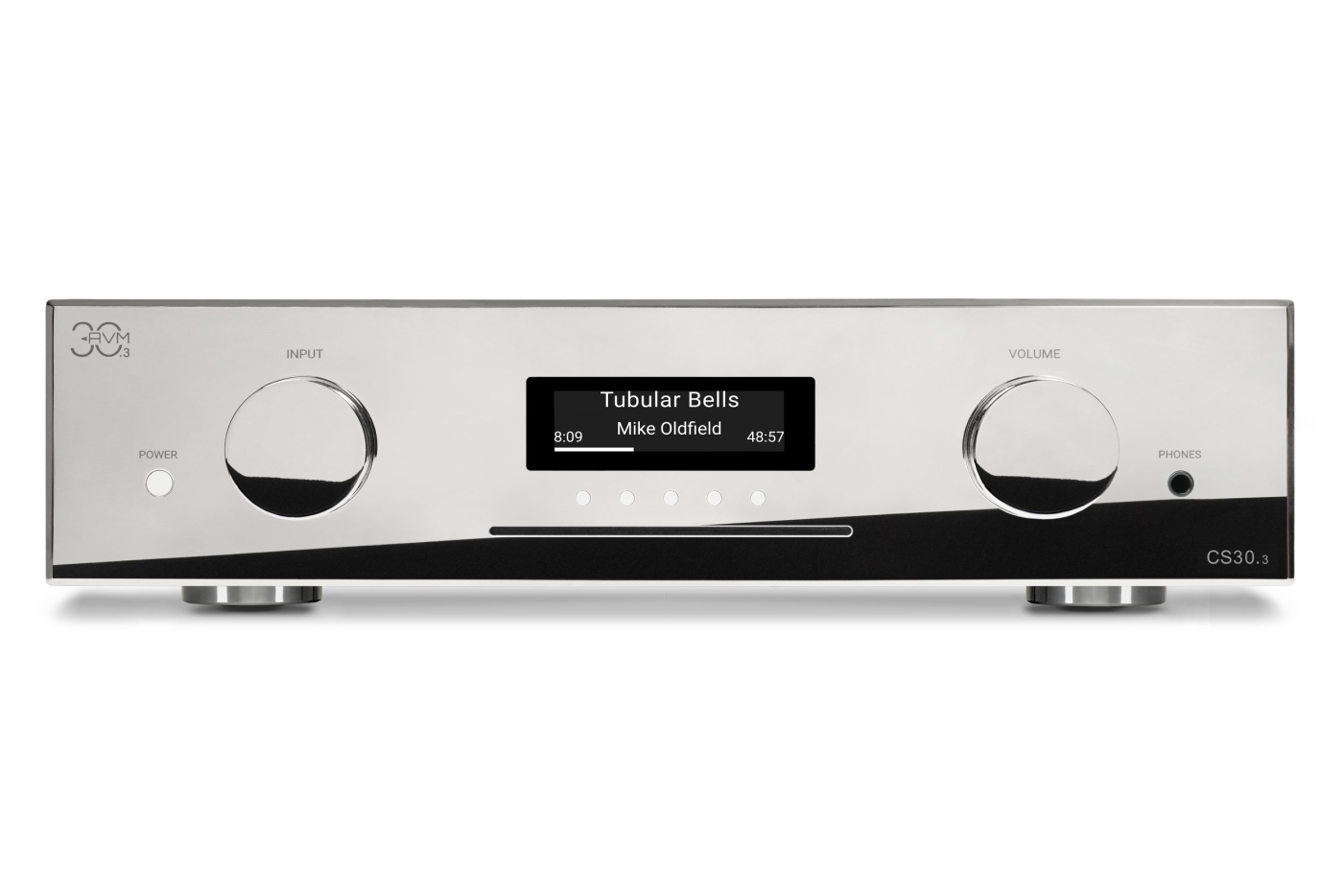 AVM30 CS 30.3 - All-In-One Compact Streamer mit AVM X-STREAM Engine®, CD-Player & Phonoeingang Alu Silber mit Cellini Chromfront