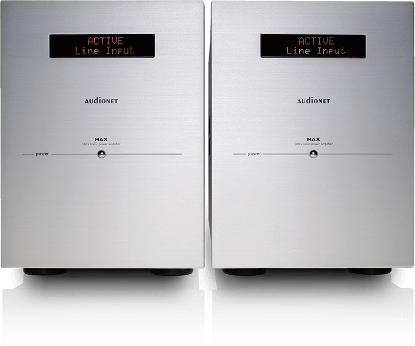 Audionet MAX mit rotem Display Paar Mikroprozessorgesteuerter Referenz-Mono-Leistungsverstärker silber