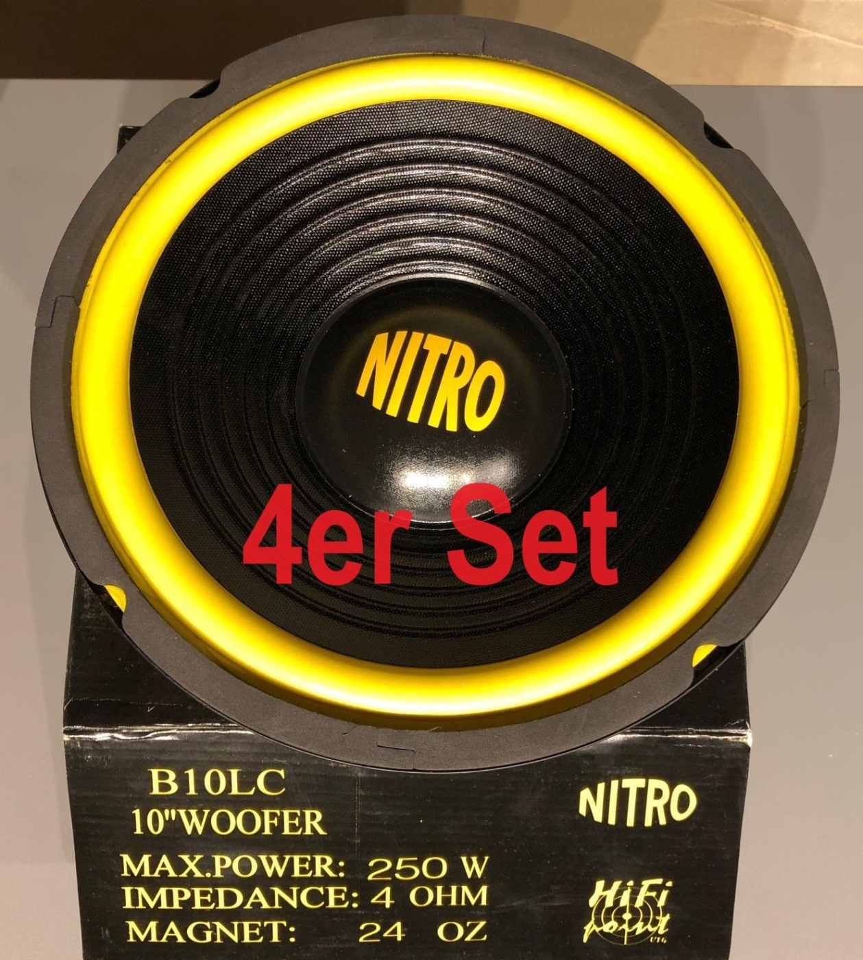 Nitro B10LC 10 Zoll Subwooferchassis mit 250 Watt auf 4 Ohm | 4er Set