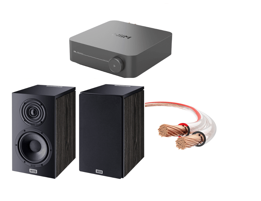 Wiim Amp Streaming + Verstärker Heco Aurora 200 Schwarz + Avinity LS-Kabel 10,0m