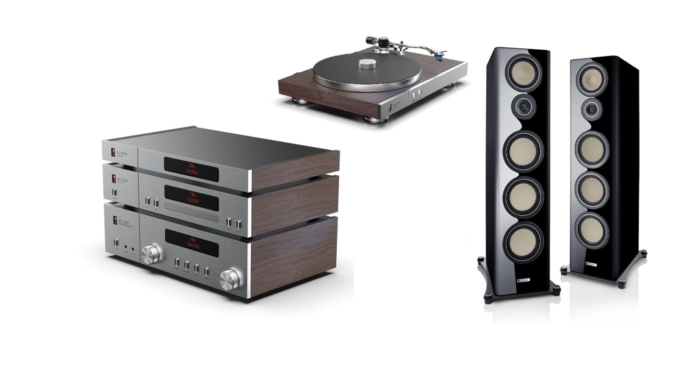 JBL Classic + Canton A55 schwarz hg ++ exklusive Bundle ++ SA550 + TT350 + MP350 + CD350 Set | Neu ++ UVP 9785 € ++