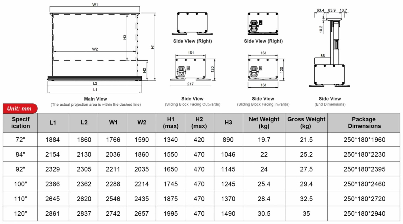 ShedLight 100' CLR Lenticular Bodenscherenleinwand elektrische Bodenleinwand für Laser TV | Neu