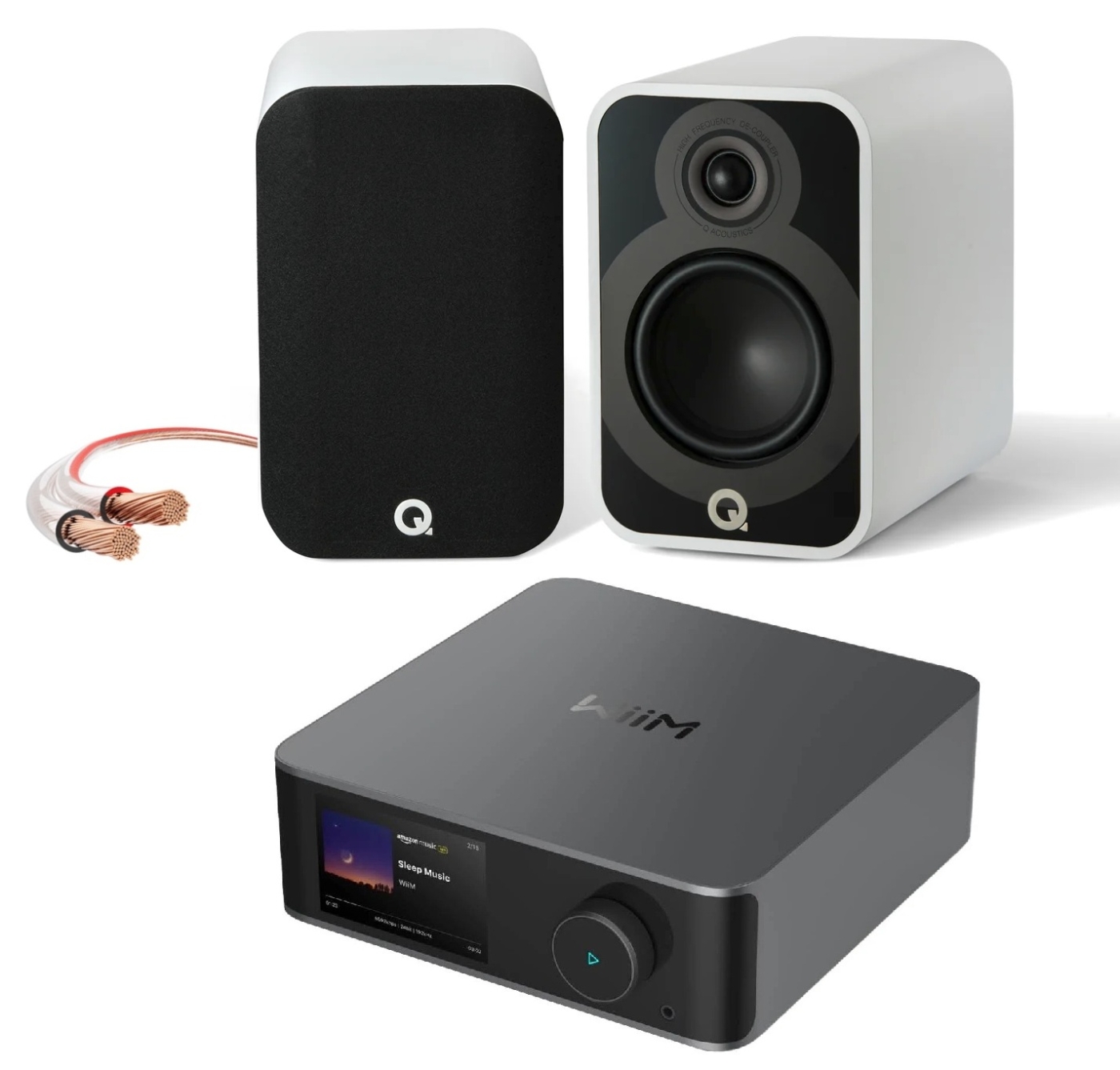 Bundle Wiim Amp Ultra + Q-Acoustics 5020 + Avinity-LS-Kabel | Neu Grau/Weiß